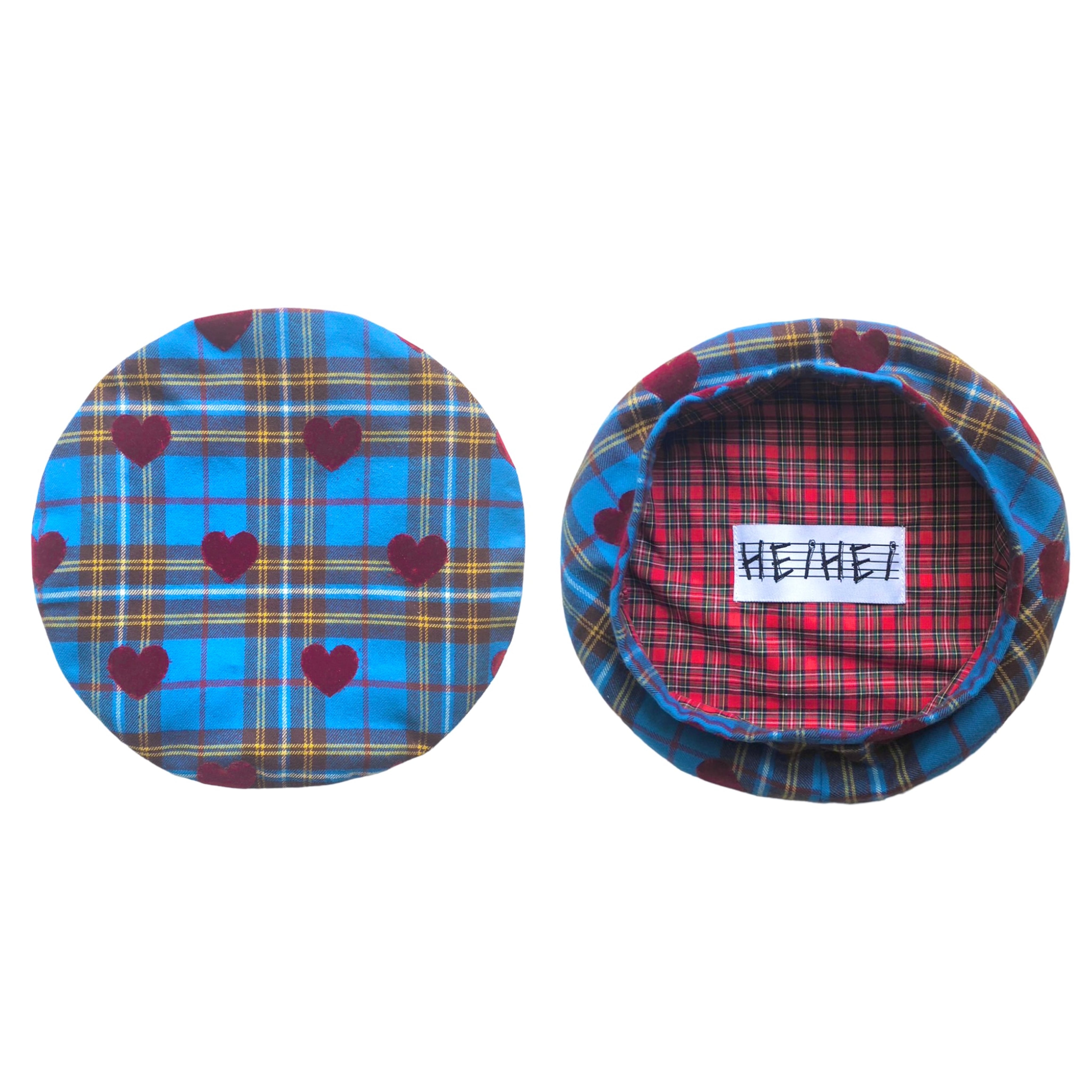 ハートチェックベレー帽 LIGHT BLUE | HEIHEI