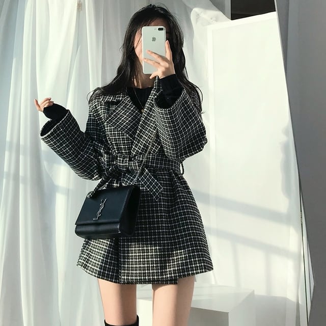 レトロガーリー♡ベルト付き千鳥格子柄コート A1084 | retro_n