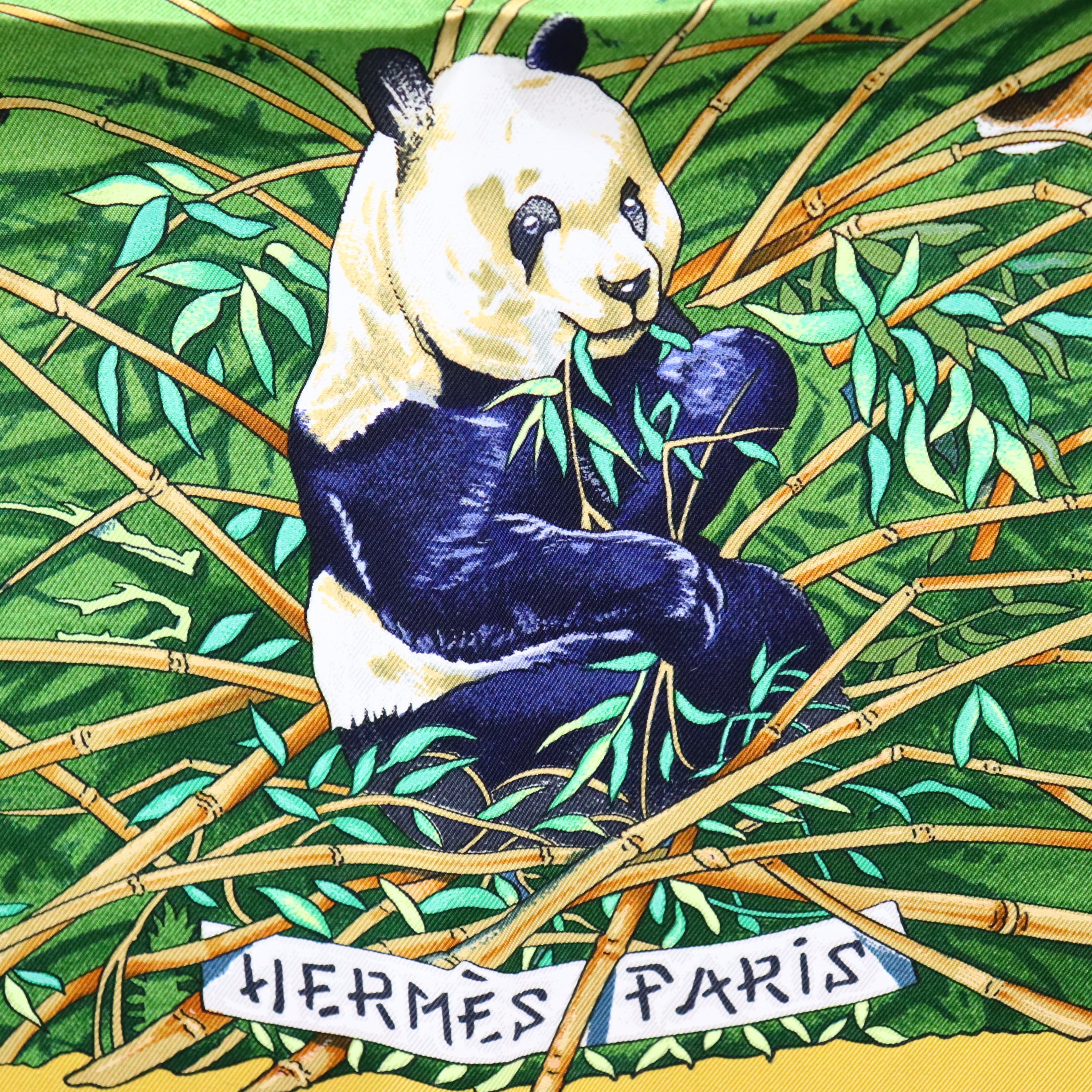 HERMES エルメス カレ90 四川省 sichuan パンダ 動物 シルクスカーフ