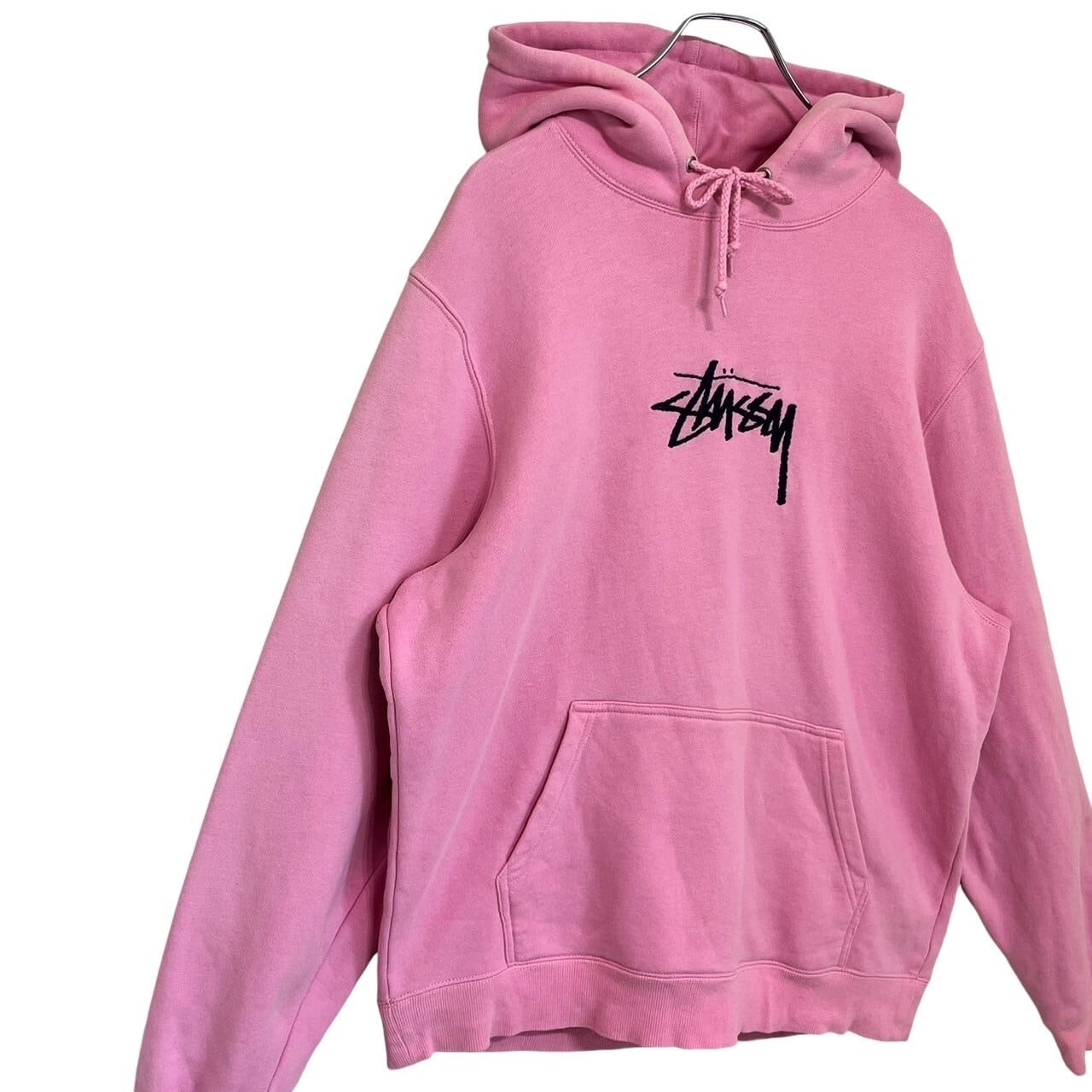 stussy ステューシー パーカー フーディ 刺繍ロゴ センターロゴ ピンク