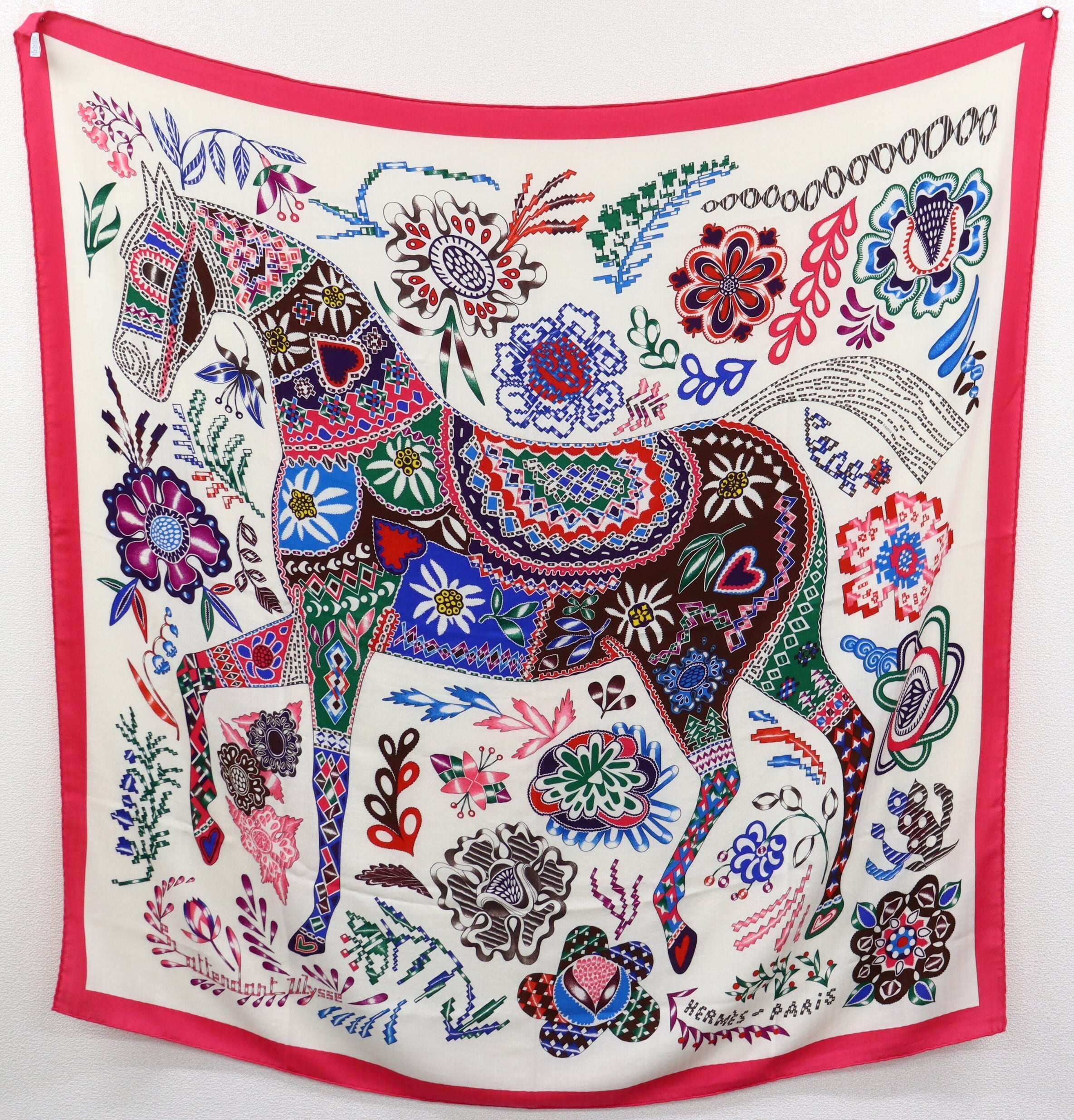 HERMES エルメス カレジェアン140 カシミヤ シルク カシシル スカーフ