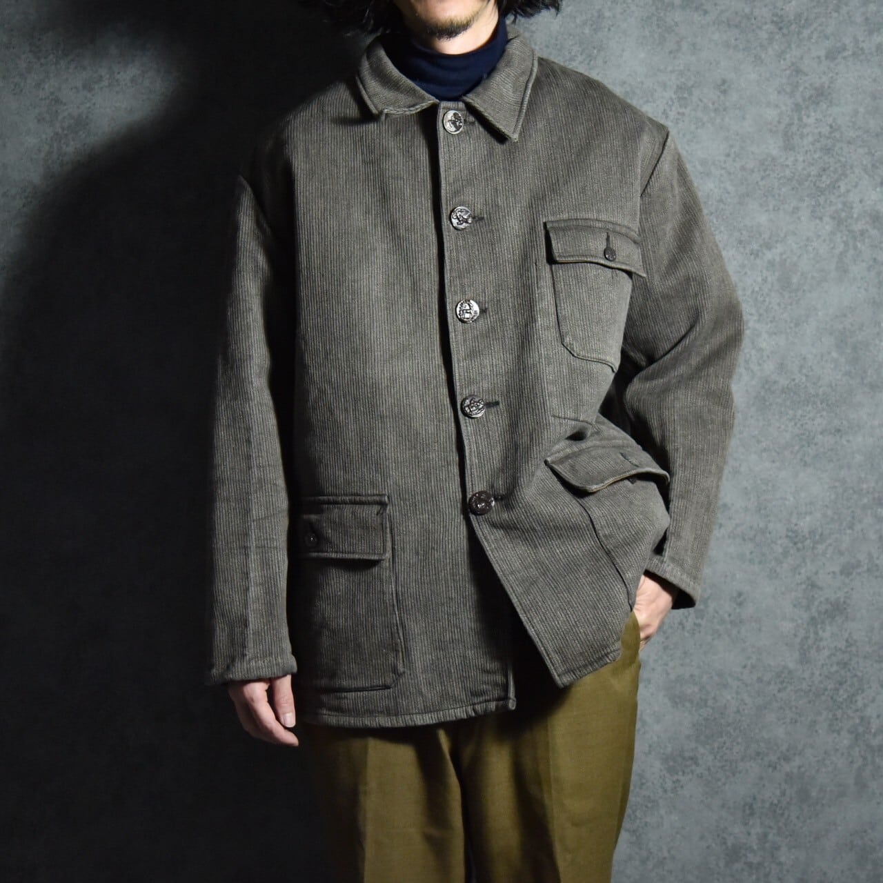 50s Le Mont Saint Michel French Vintage Hunting Pique Jacket With