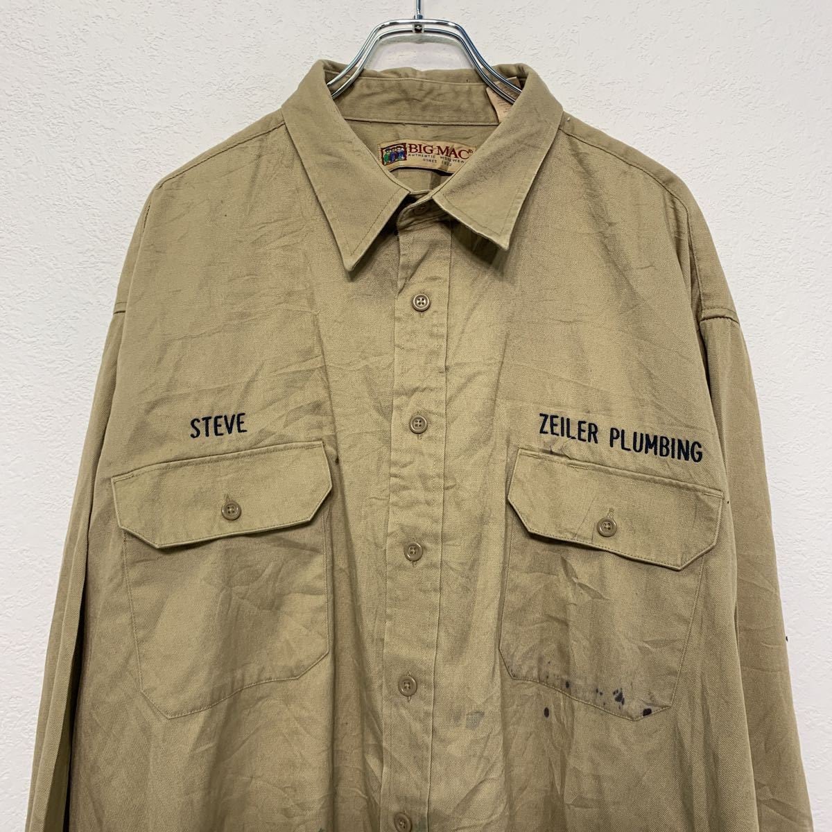 BIG MAC 長袖 ワーク シャツ 2XL ベージュ ビッグマック ビッグサイズ