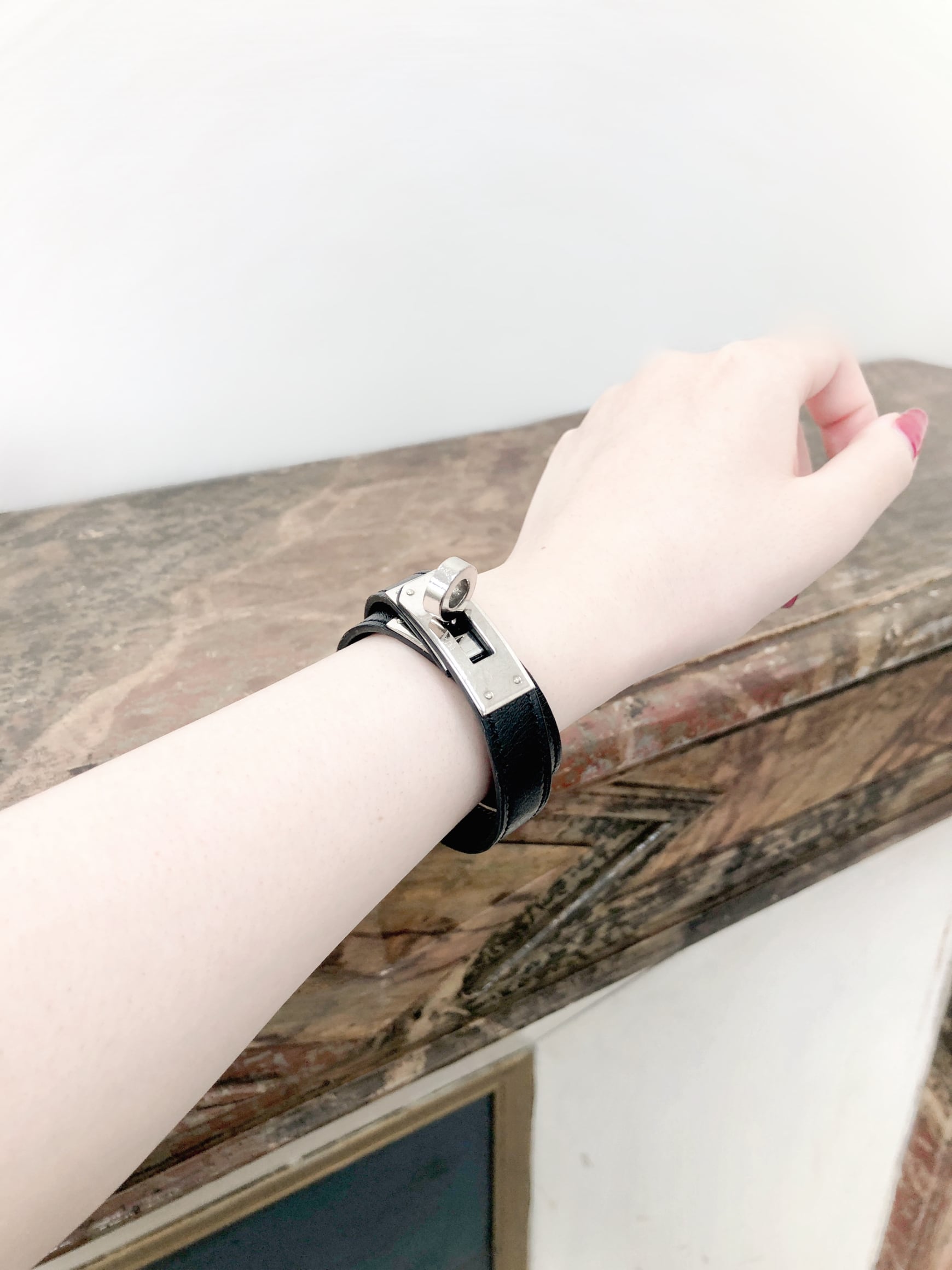 HERMES エルメス ブレスレット ブラック レザー ケリー ドゥブル