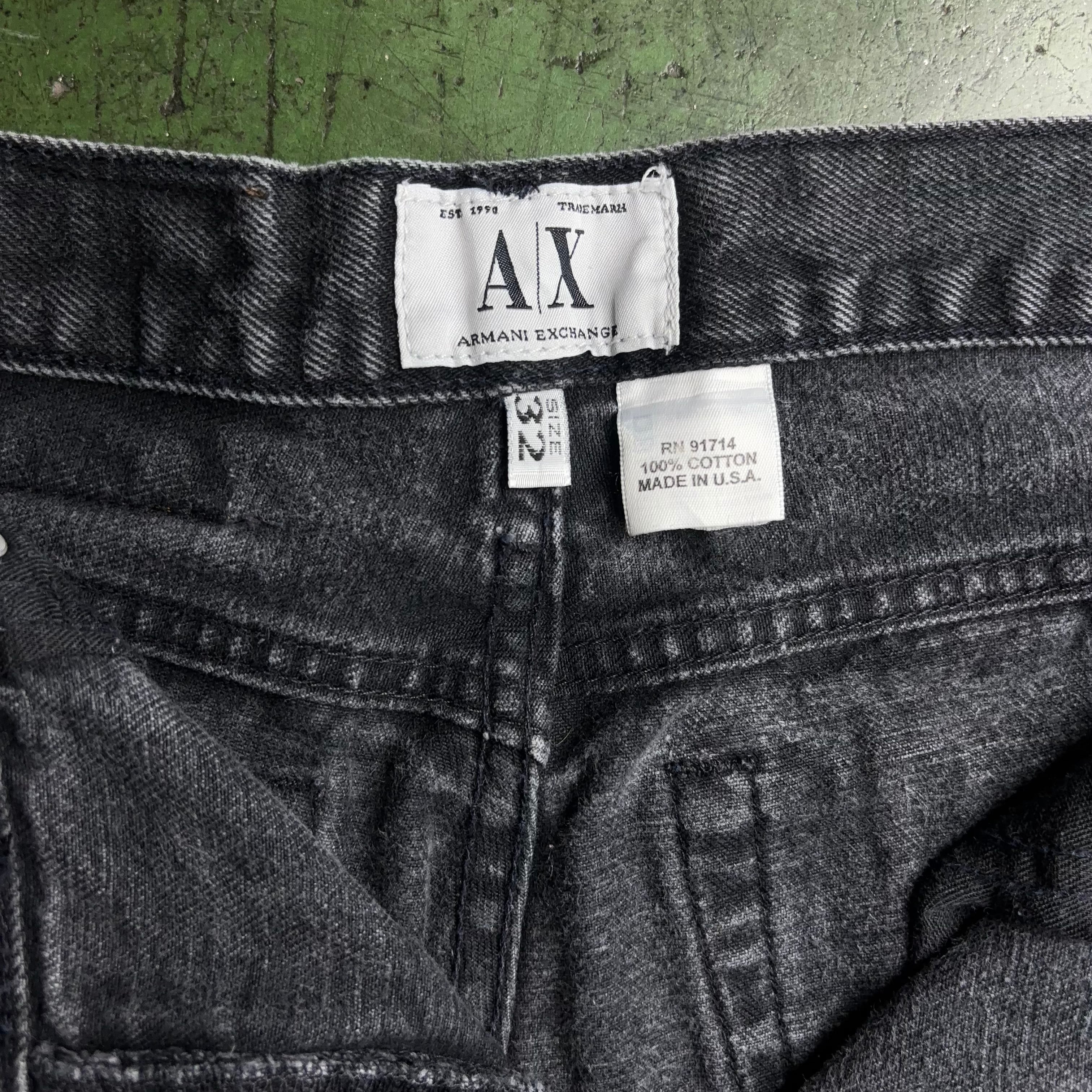 90's~ ARMANI EXCHANGE Tapered Black Denim Pants USA製 SIZE 32 90