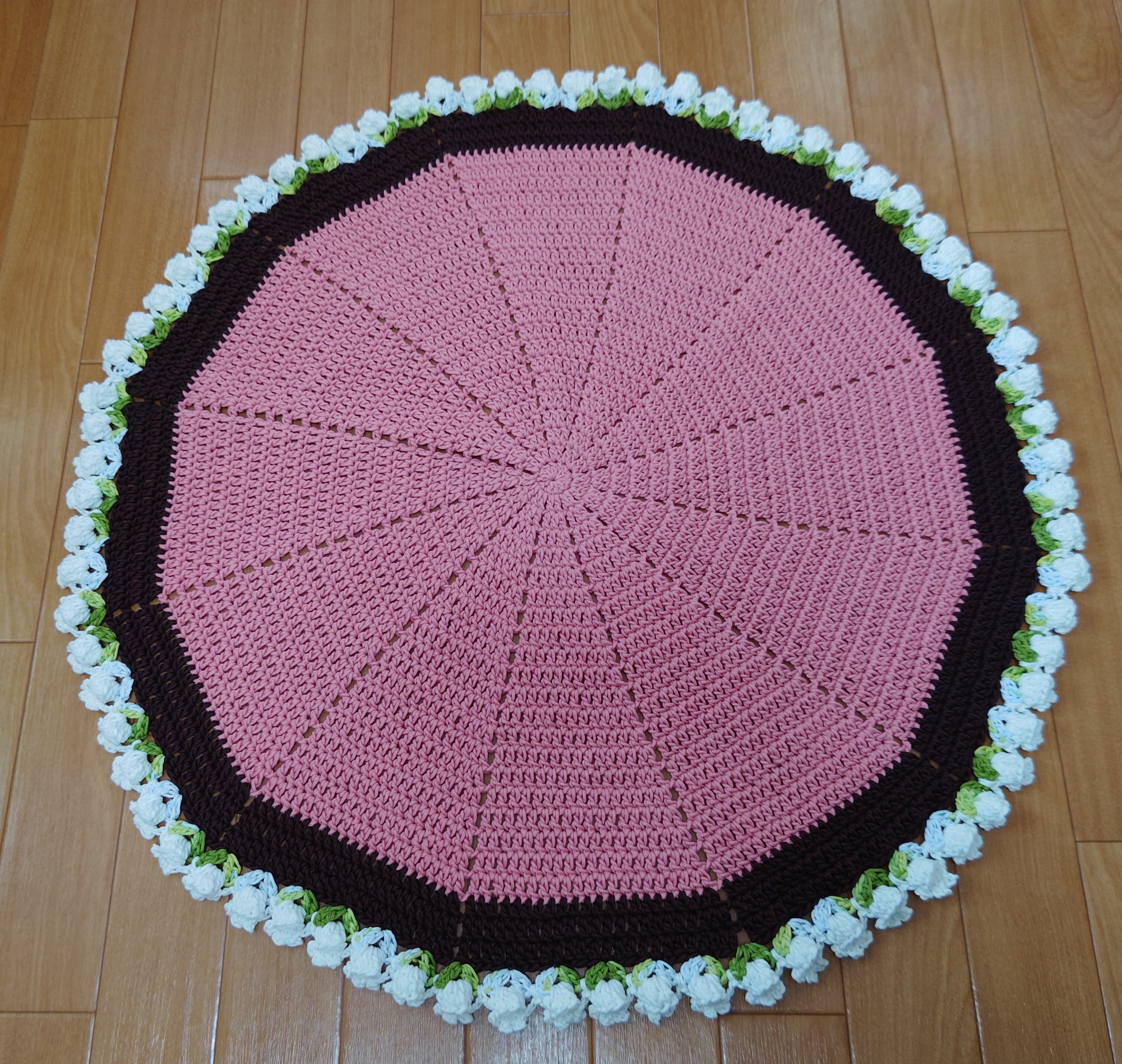 手編み ひざ掛け ブランケット インテリア雑貨 マルチカバー円形 72cm