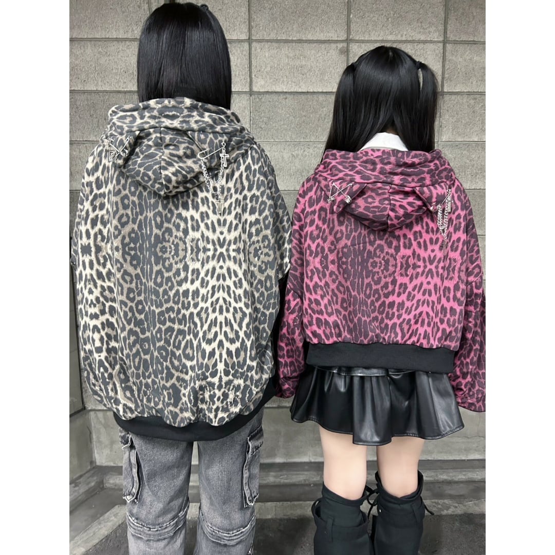 渋谷店で人気！】ネコ耳ヒョウ柄ZIPパーカー | VOLCAN&APHRODITE