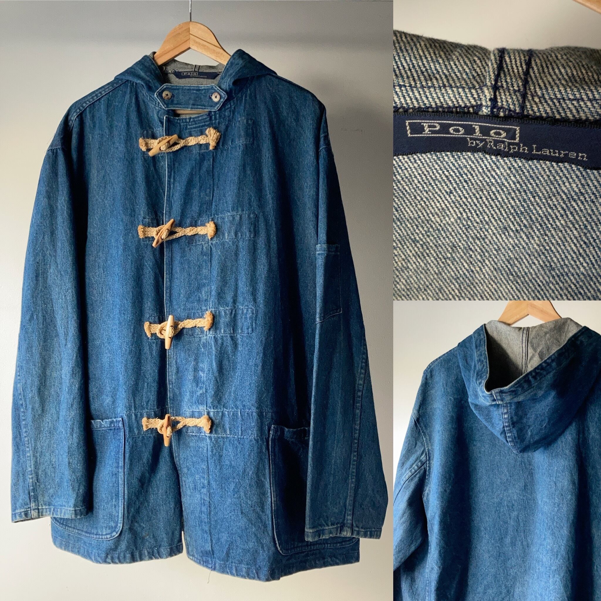 80's~ POLO by Ralph Lauren デニムダッフルコート SIZE XL【0611A56