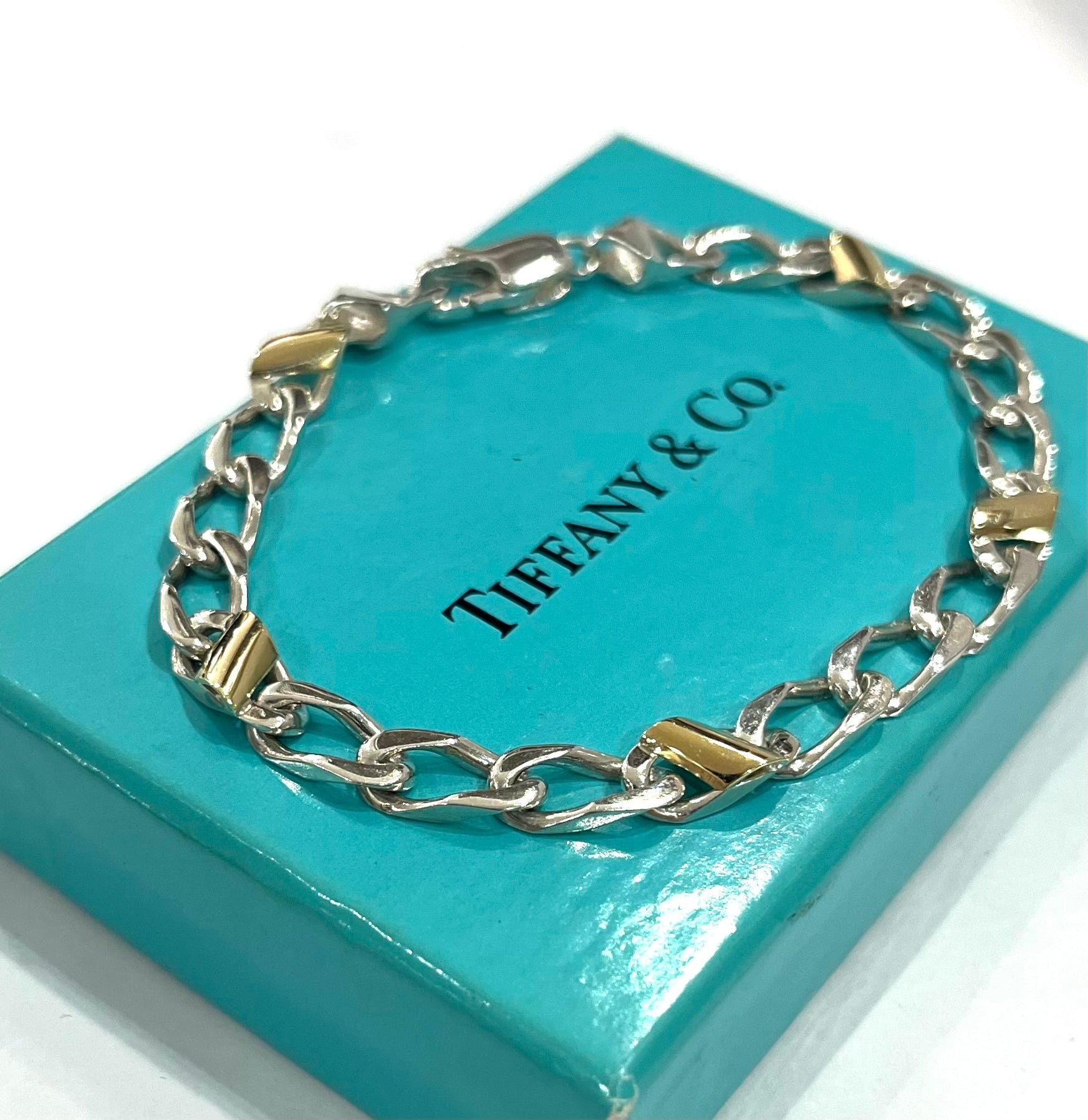艶と18K。1830 【TIFFANY&CO.】 ブレスレット 18cm シルバー925×18K