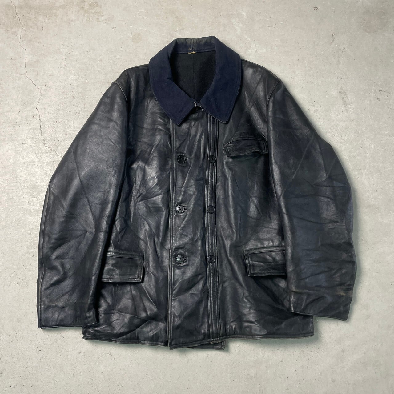 60年代 コルビジェジャケット レザーハーフコート フランス行政機関