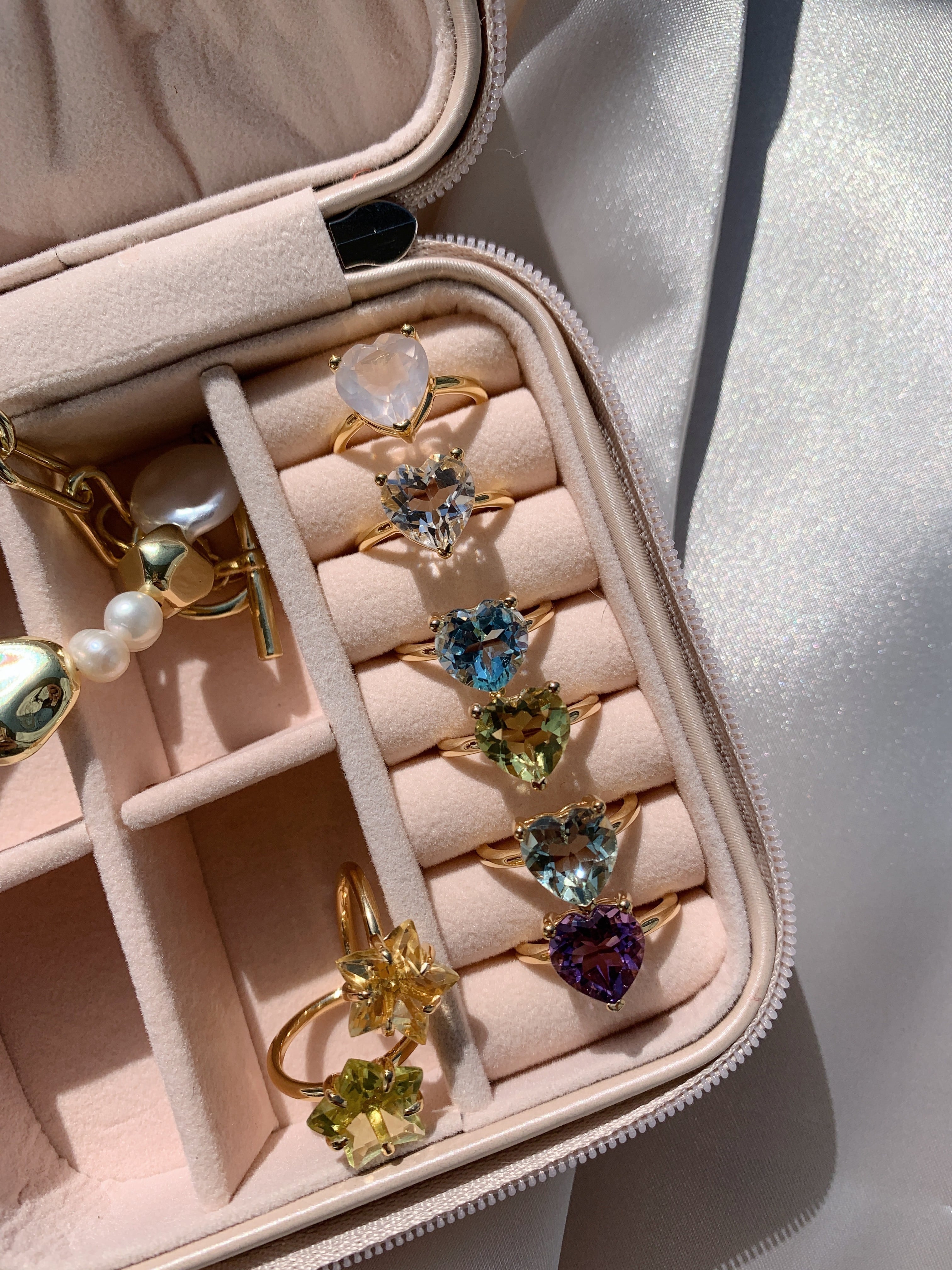 ブルートパーズハートシェイプリング イエローゴールド | ＜天然石