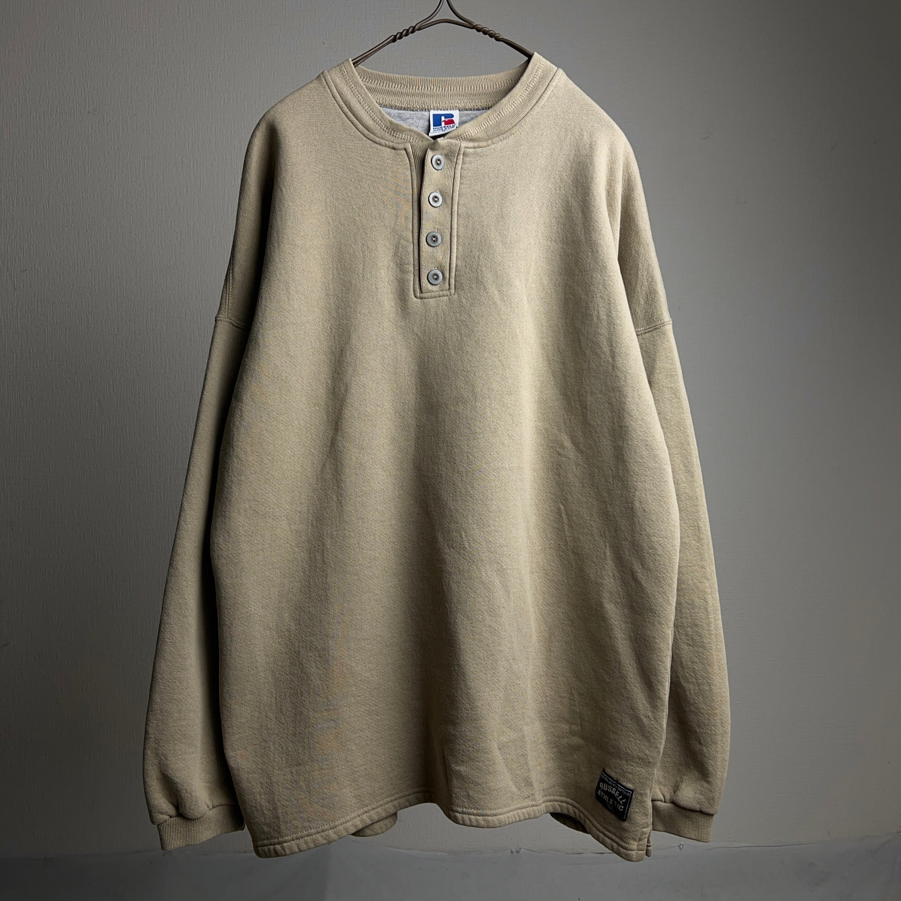90's RUSSELL ATHLETIC Henley neck Sweatshirt USA製 SIZE XL 90年代