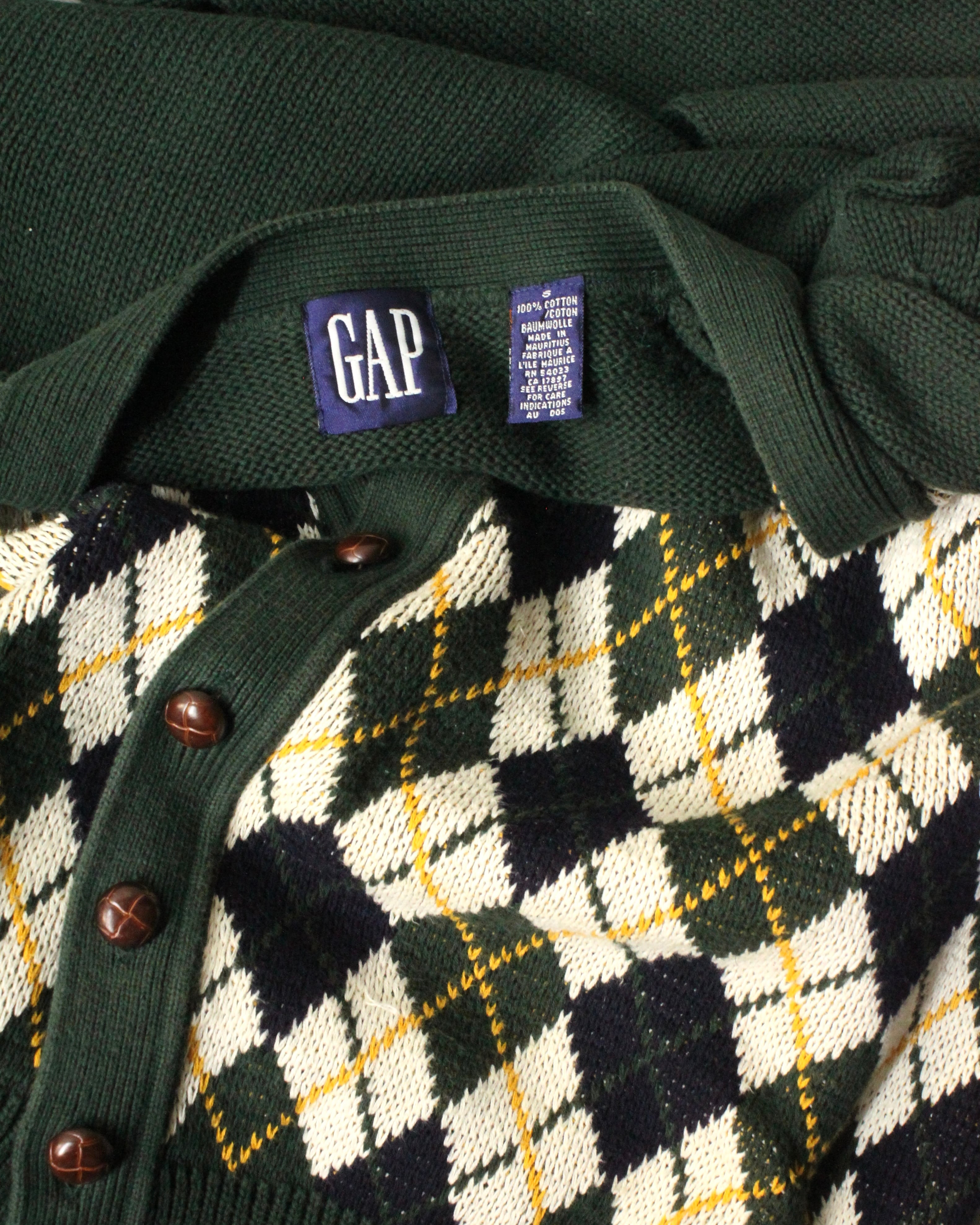 90s OLD GAP Argyle Pattern Cotton Knit Cardigan | VOLAR