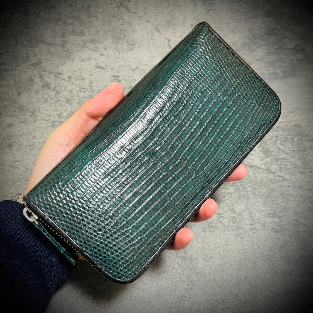 リザード 長財布 シャイニング加工 大容量 カード15枚 トカゲ メンズ