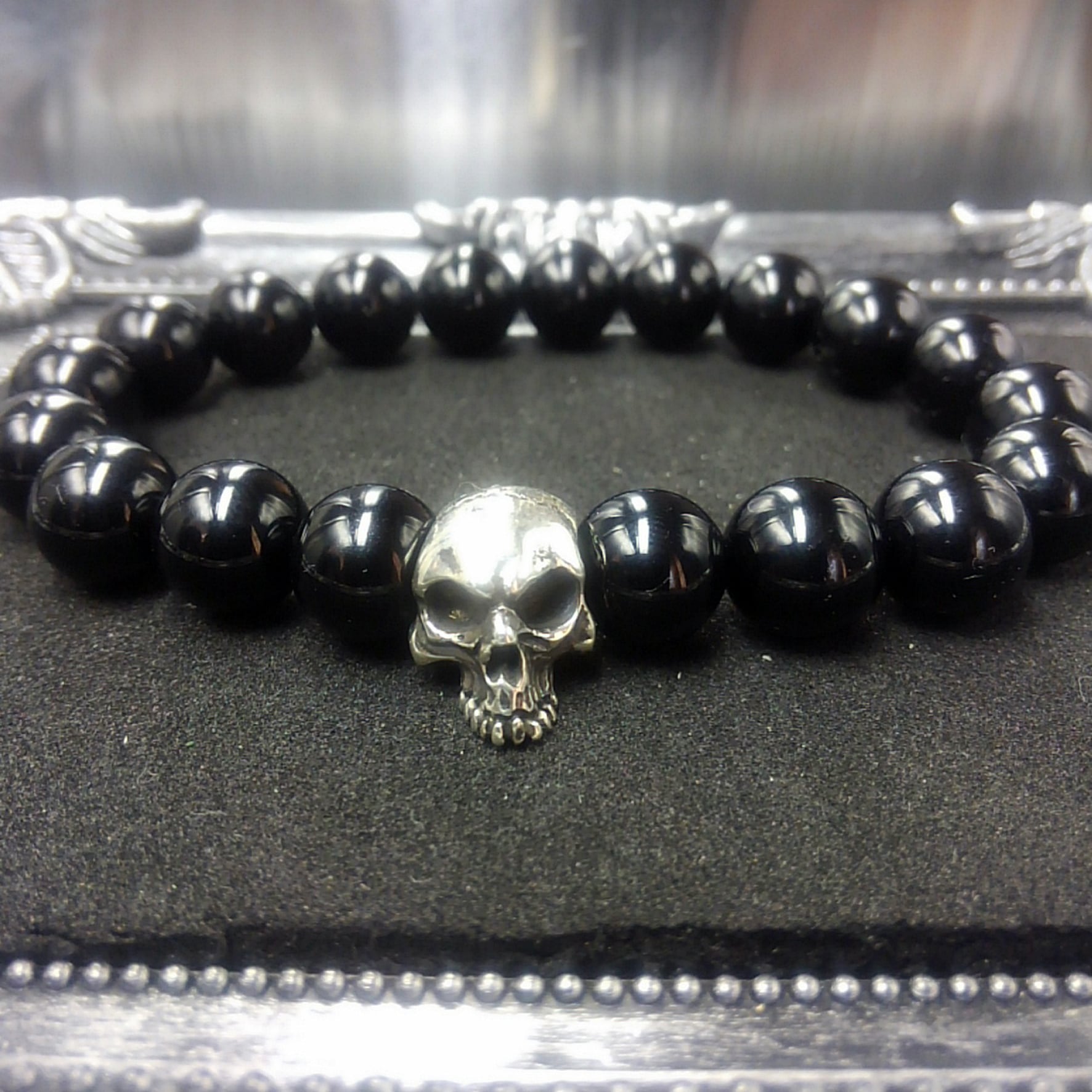 スカル数珠ブレスレット | シルバーアクセサリーRAMPAGE