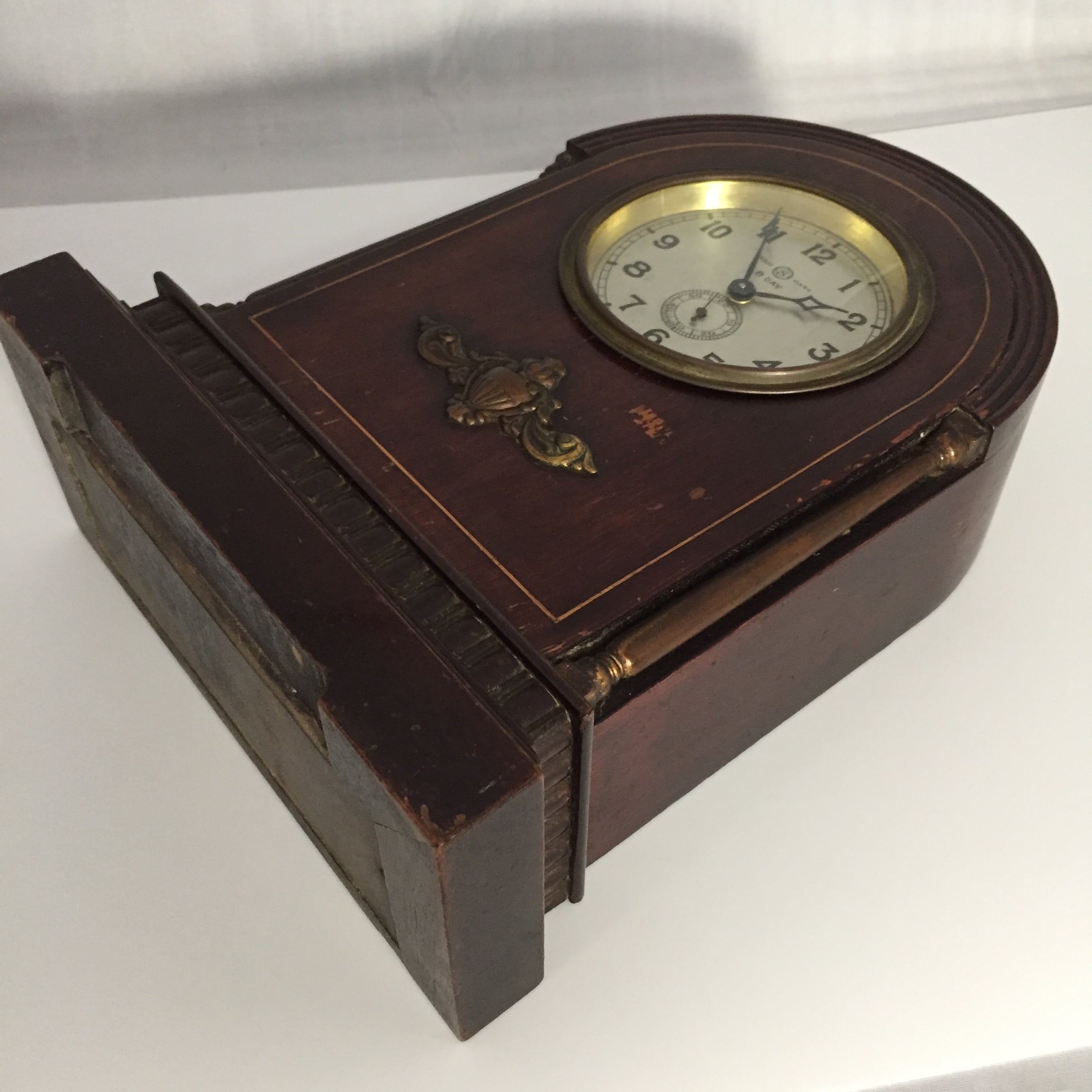 大正末〜昭和初期頃 精工舎8日巻き 頭丸木製置時計 清掃・調整済 稼働