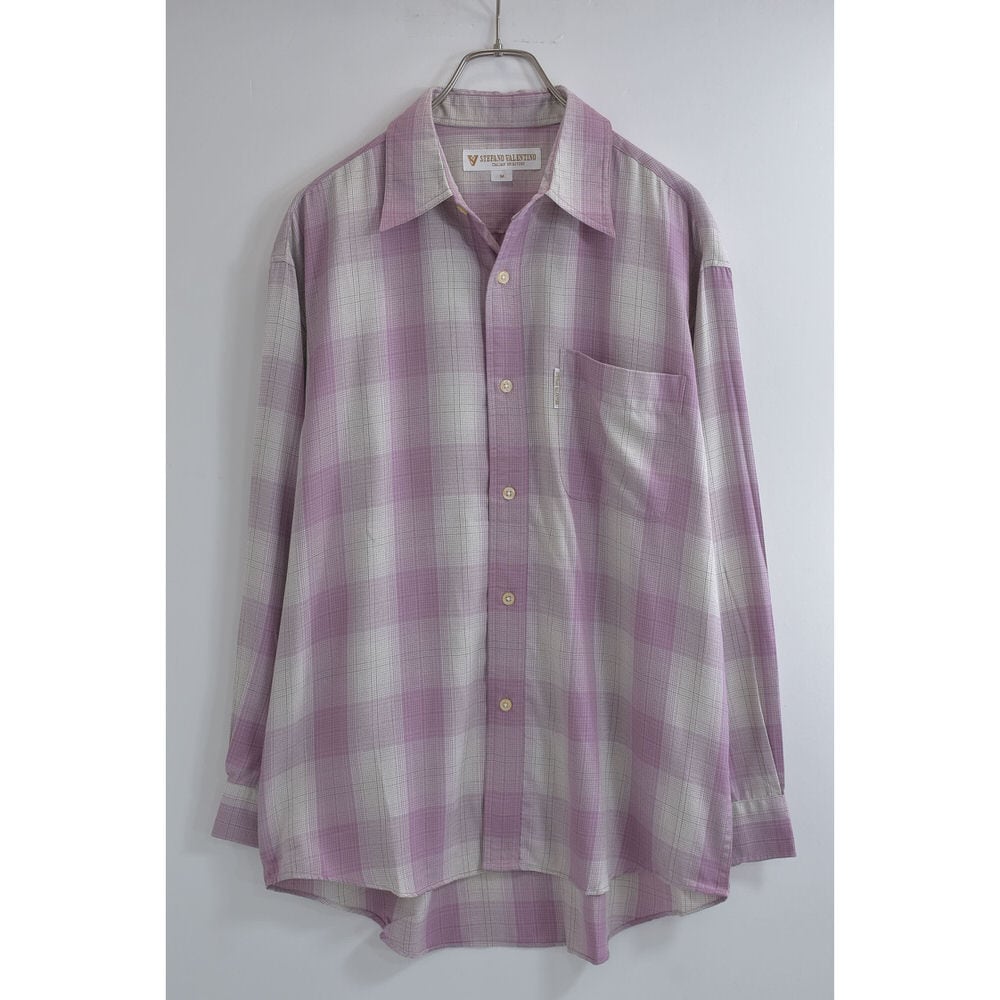 90s STEFANO VALENTINO オンブレチェック レーヨンシャツ ジャパン
