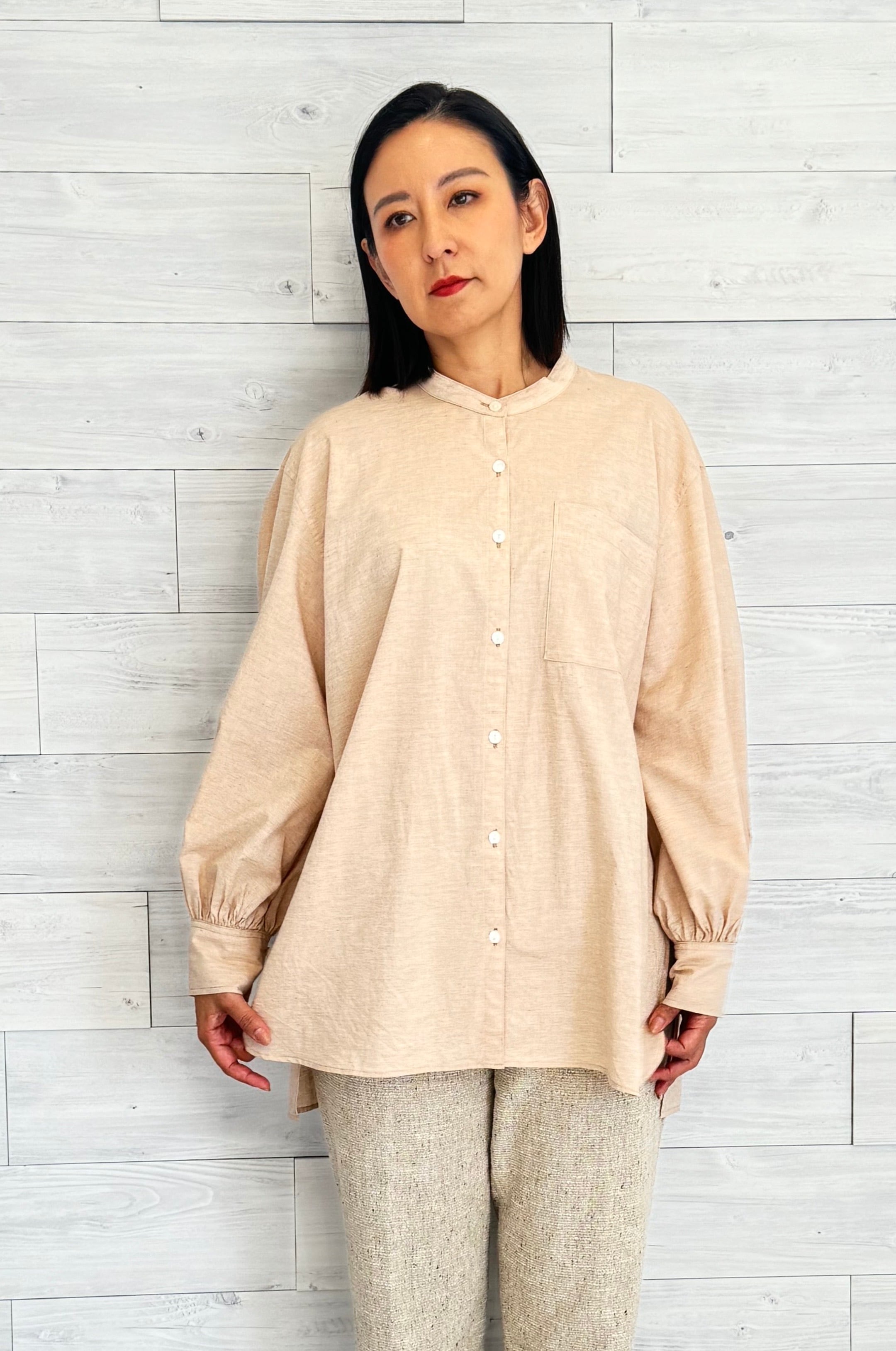 オーガニックコットンシャツ オーガニックコットン 茶綿 無染色 beige