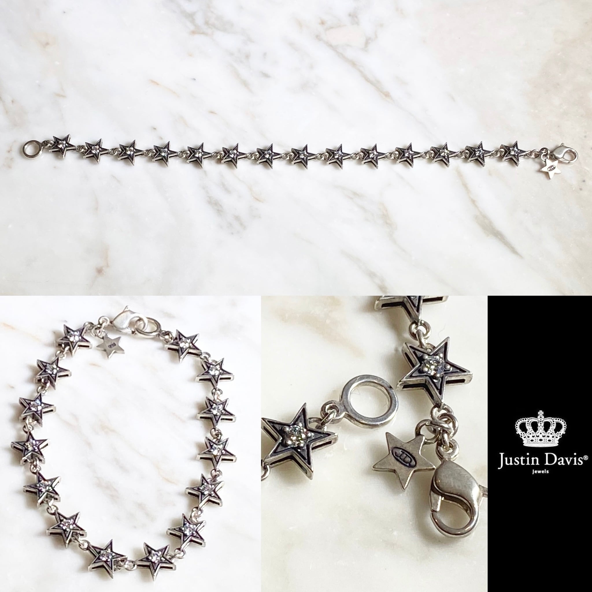 JUSTIN DAVIS silver star link chain bracelet “hollywood blvd