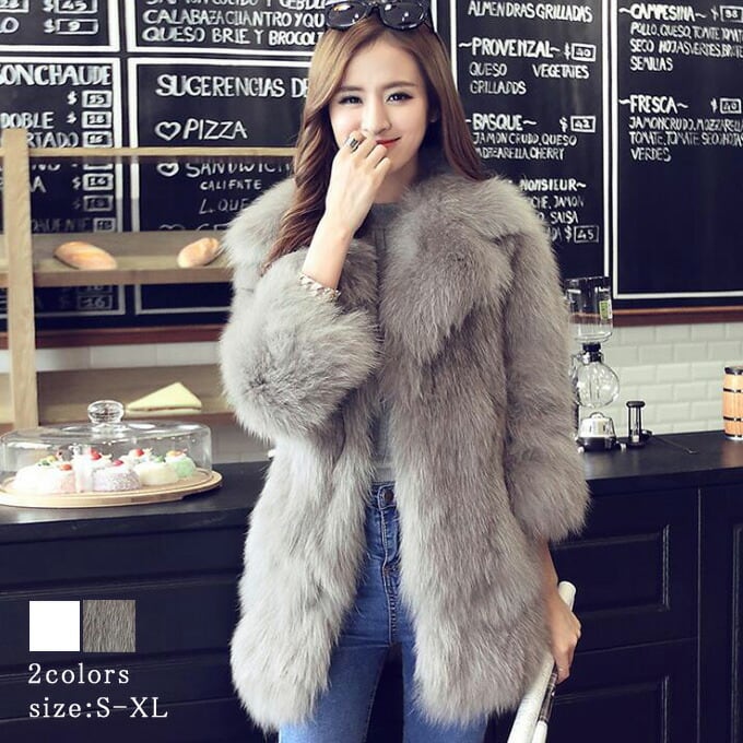 ファーコート レディース 毛皮コート フォックス ロッグコート