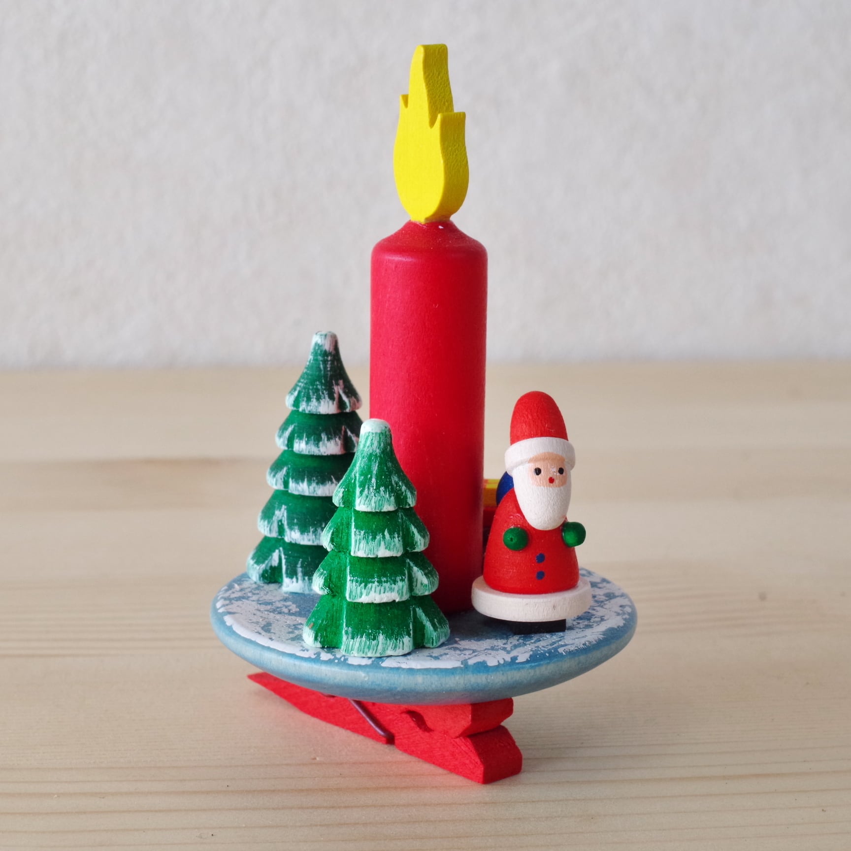 ウルブリヒト クリップオーナメント ろうそくとサンタ | 木のおもちゃ