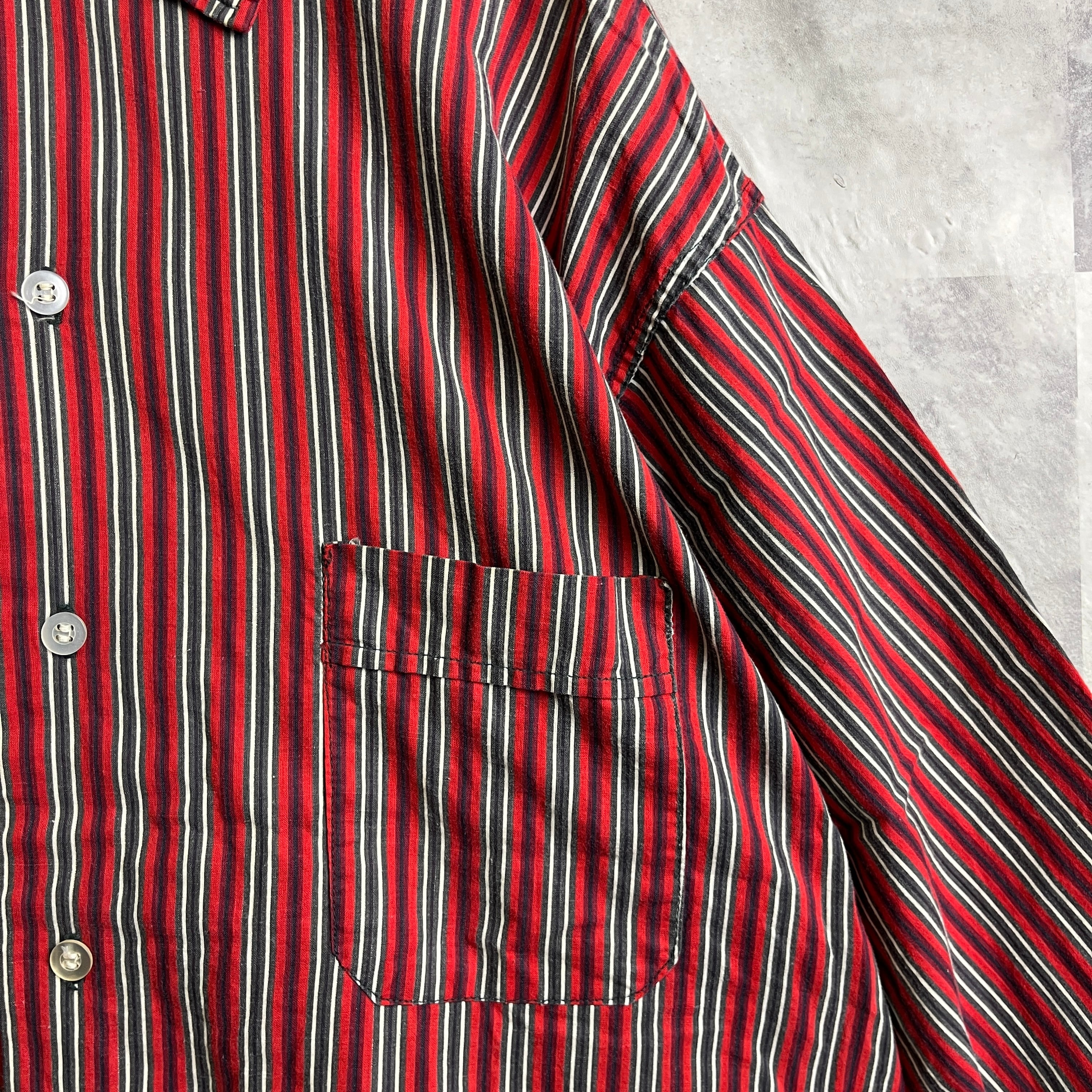 60s ヴィンテージ Pelham ボックスカットシャツ ストライプ柄 レッド L