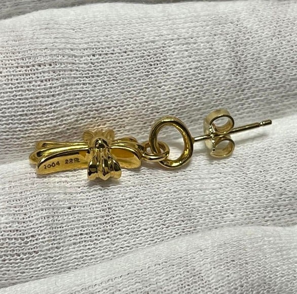 CHROME HEARTS クロムハーツ ベビーファット クロス ピアス 22k パヴェ