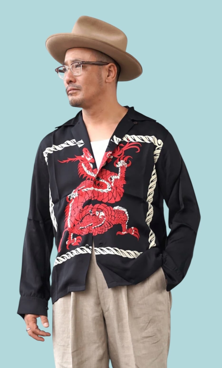 The groovin high グルービンハイ ドラゴン パネル レーヨンシャツ