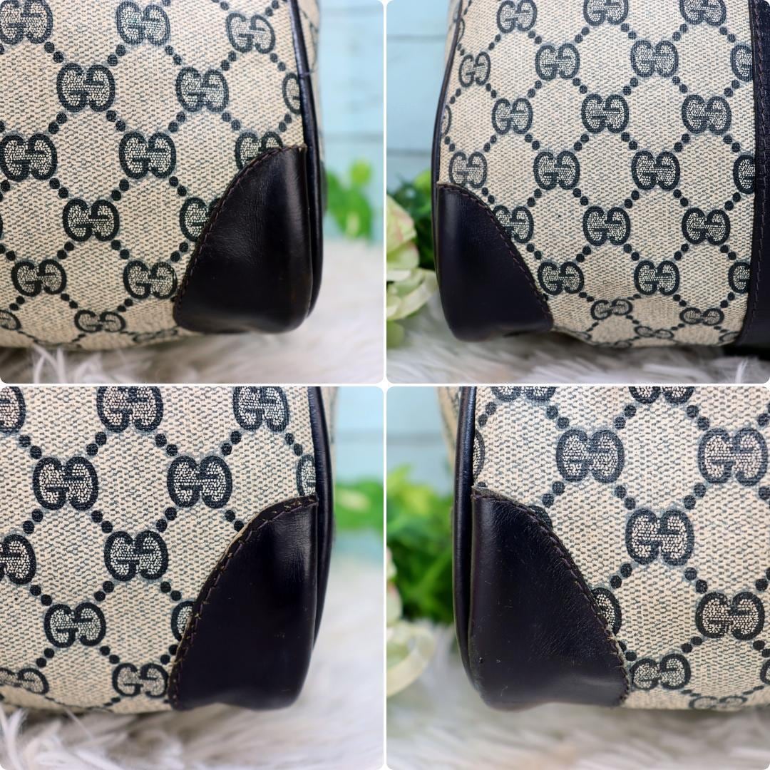 オールドグッチ ボストンバッグ シェリーライン GGスプリーム 紺色 A4