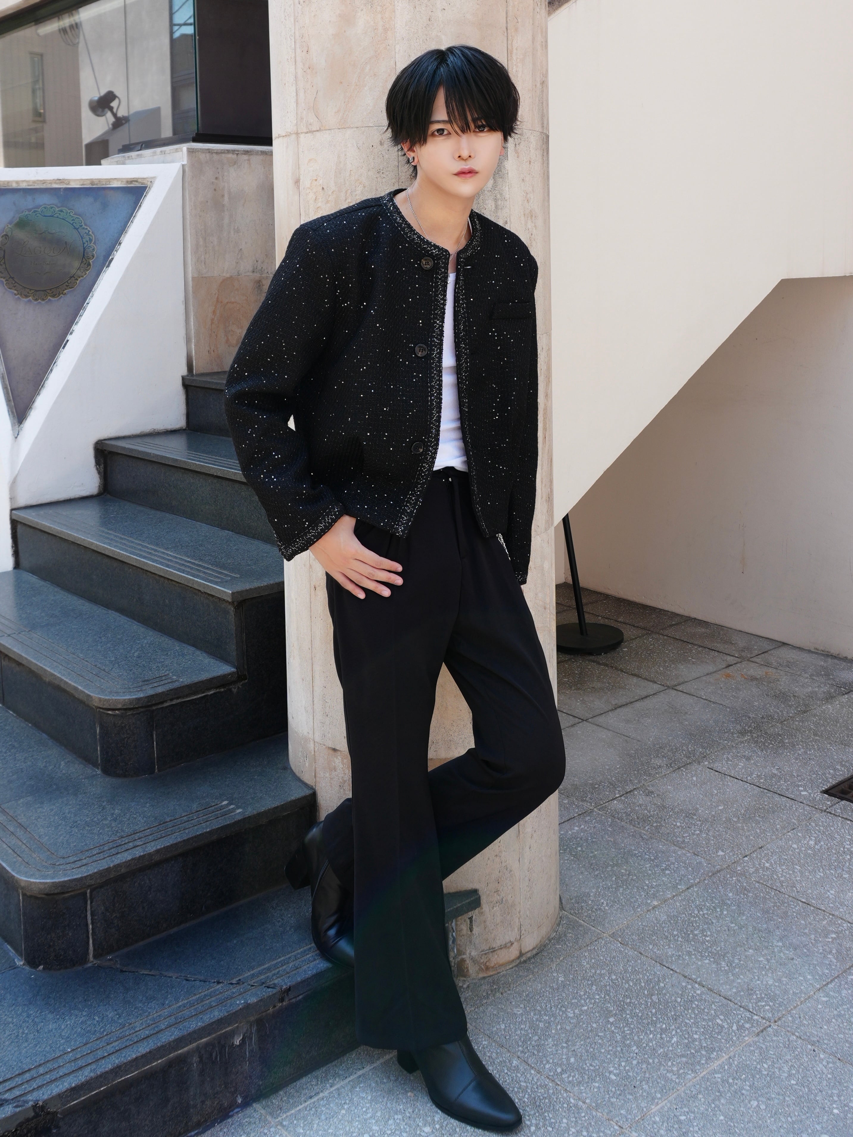 ALUDE SELECT】short lame tweed jacket | 【ALUDE】韓国メンズ