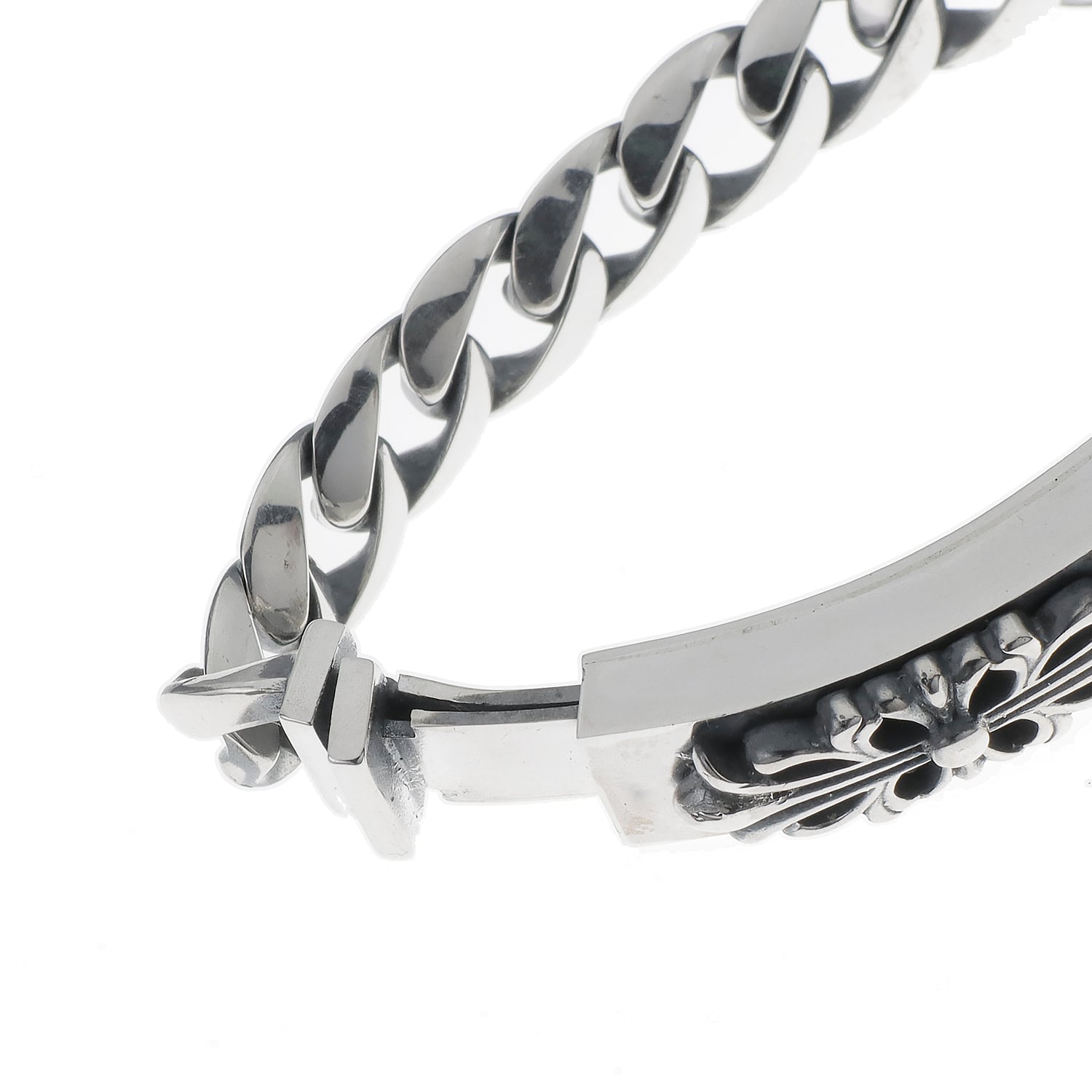 シルバー925 フローラル ID 喜平チェーン ブレスレット ID式留め具