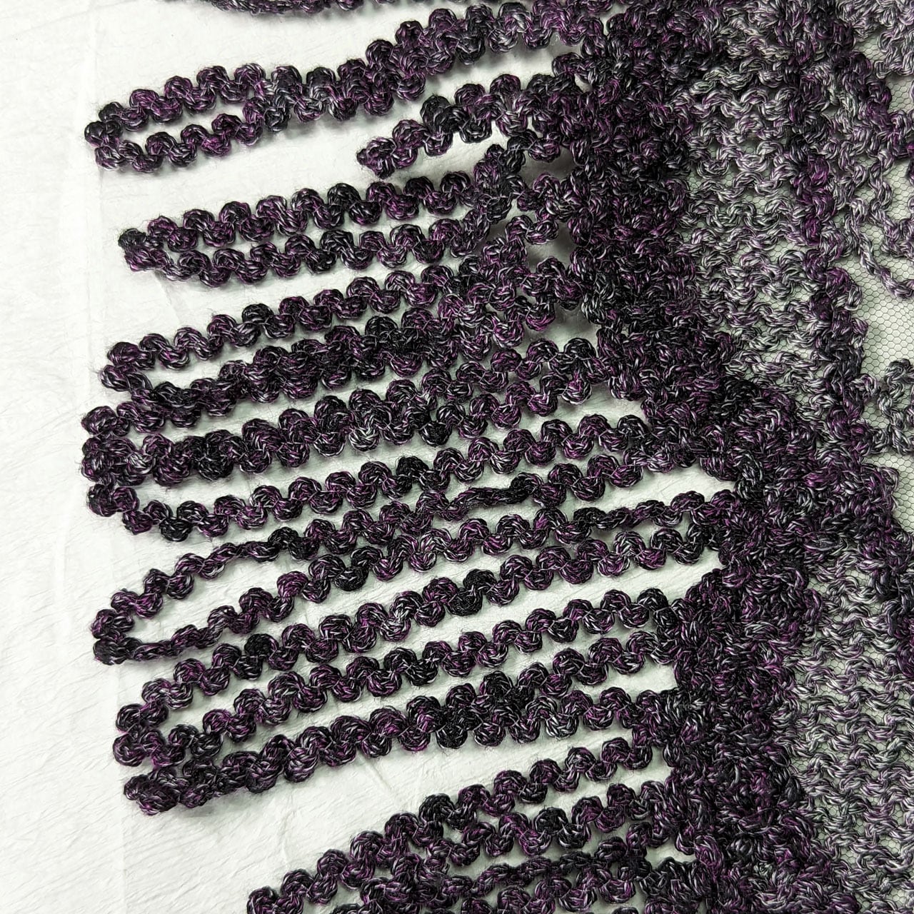 未使用】無月ショール 正絹 本場奄美大島 泥絣 MUGETU グレー✕紫系