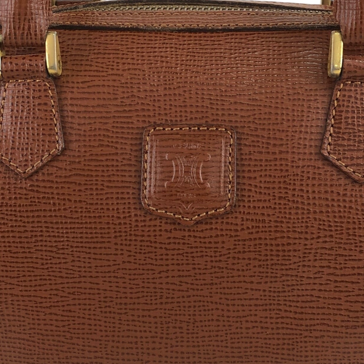 CELINE セリーヌ ハンドバッグ ブラウン ブラゾン型押し 型押しレザー
