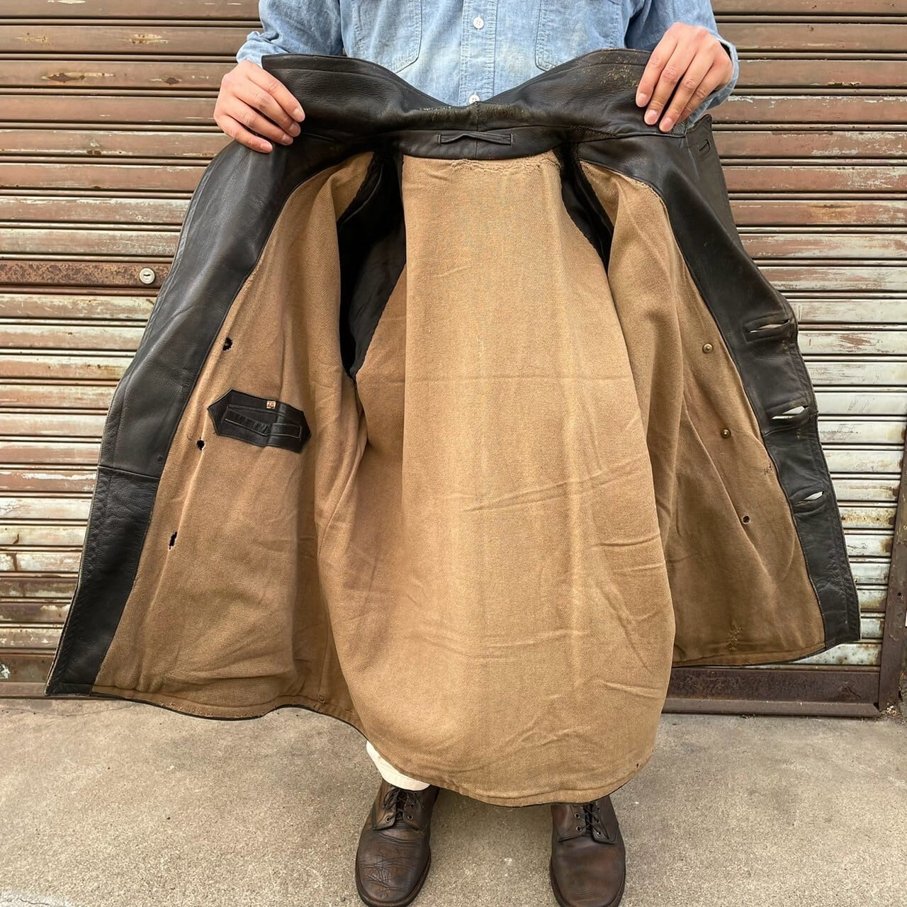 50s イタリア製 レザージャケット カーコート ヴィンテージ ユーロ L