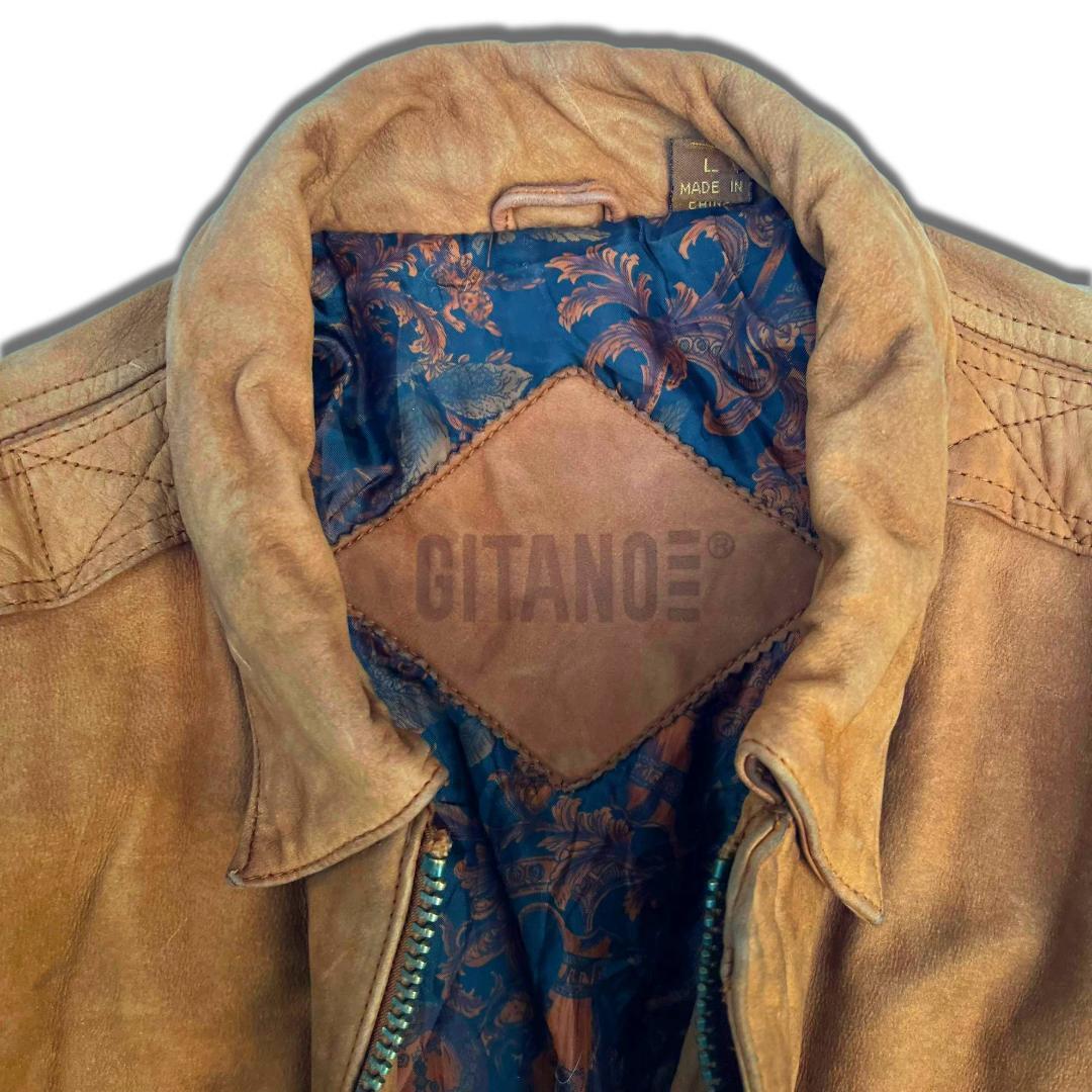 90s GITANO A2 タイプ ヌバック レザージャケット L ブラウン キャメル