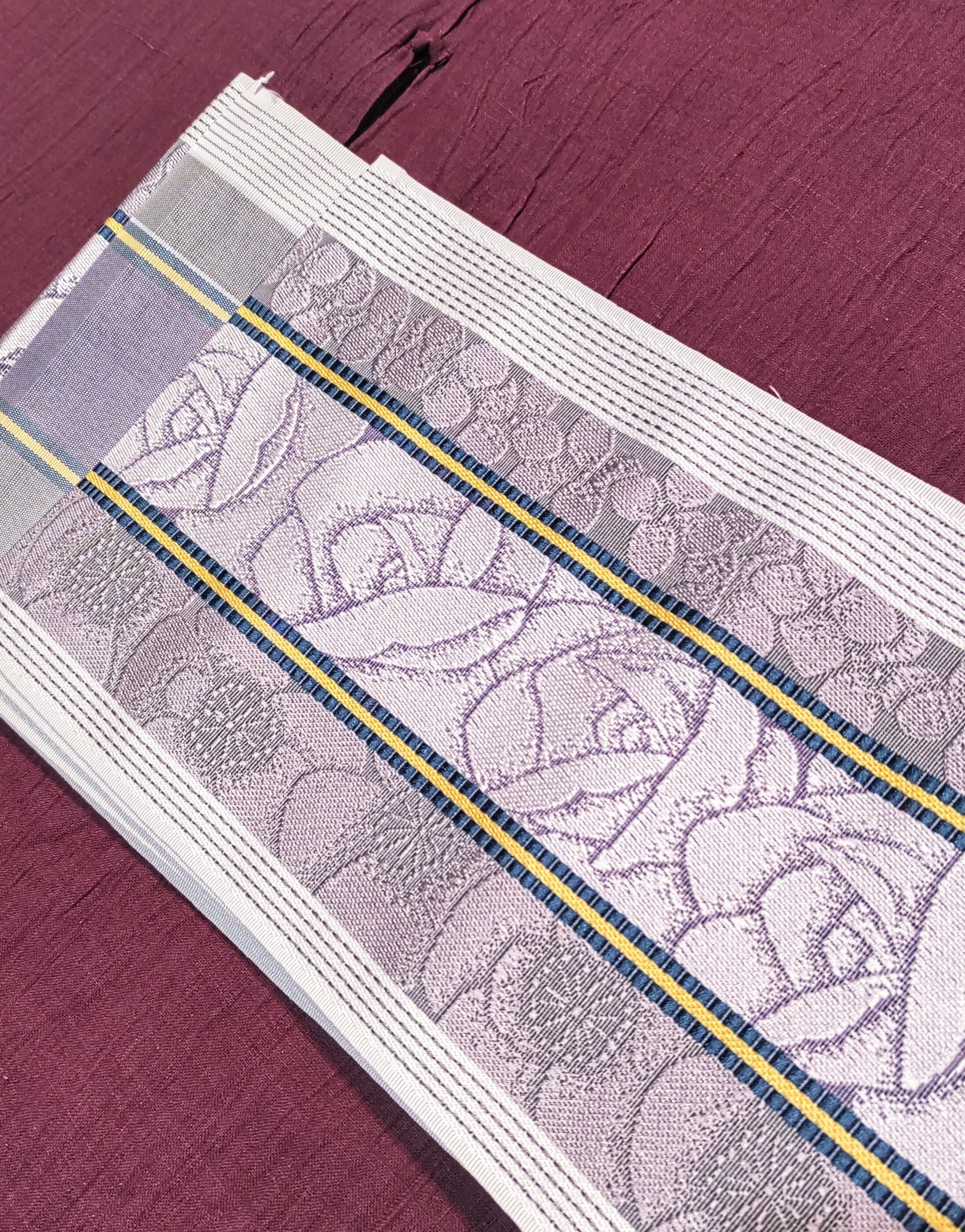 博多織りの半幅帯 グレーと紫 薔薇、紫陽花、梅 | リサイクル着物 菅野