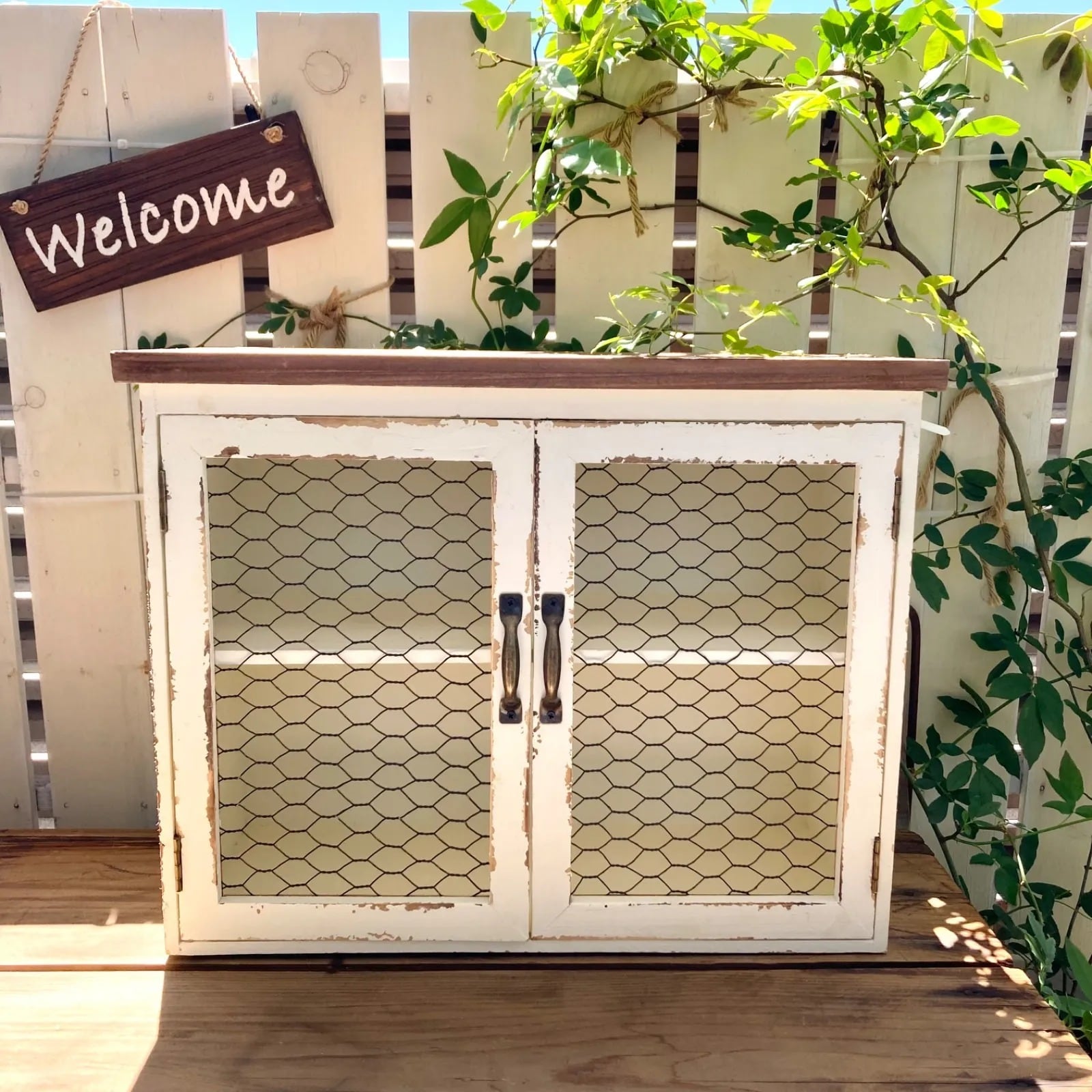 シャビーシックな2段のウォールシェルフ／ホワイト | coeur-a-coeur.Marche