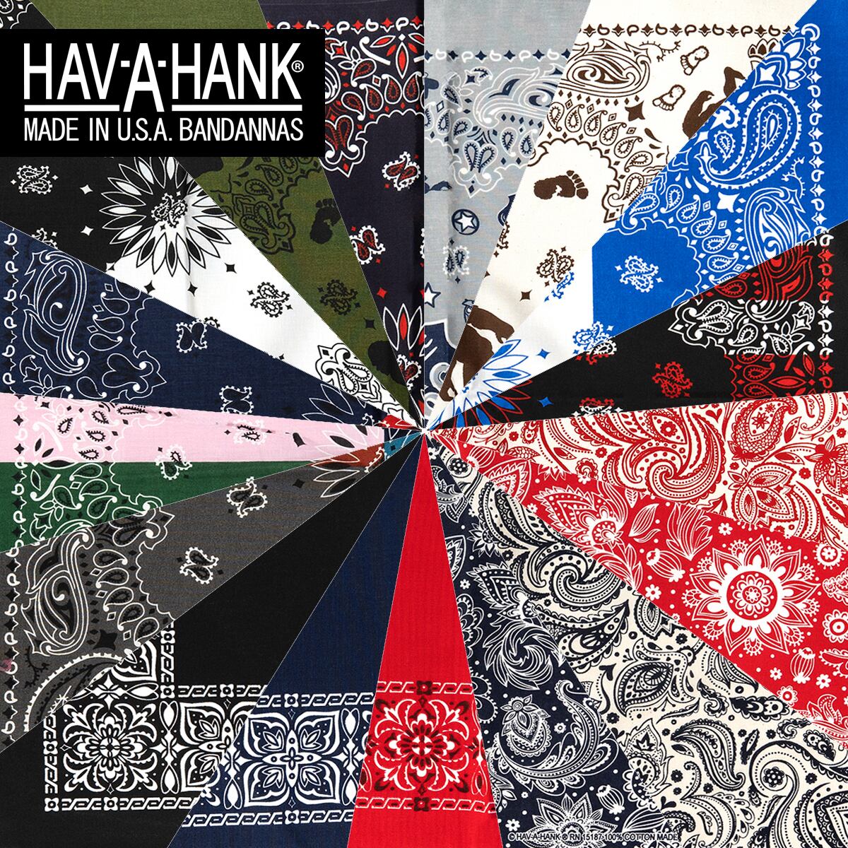 HAV-A-HANK ハバハンク バンダナ ペイズリー マルチカラー 17色