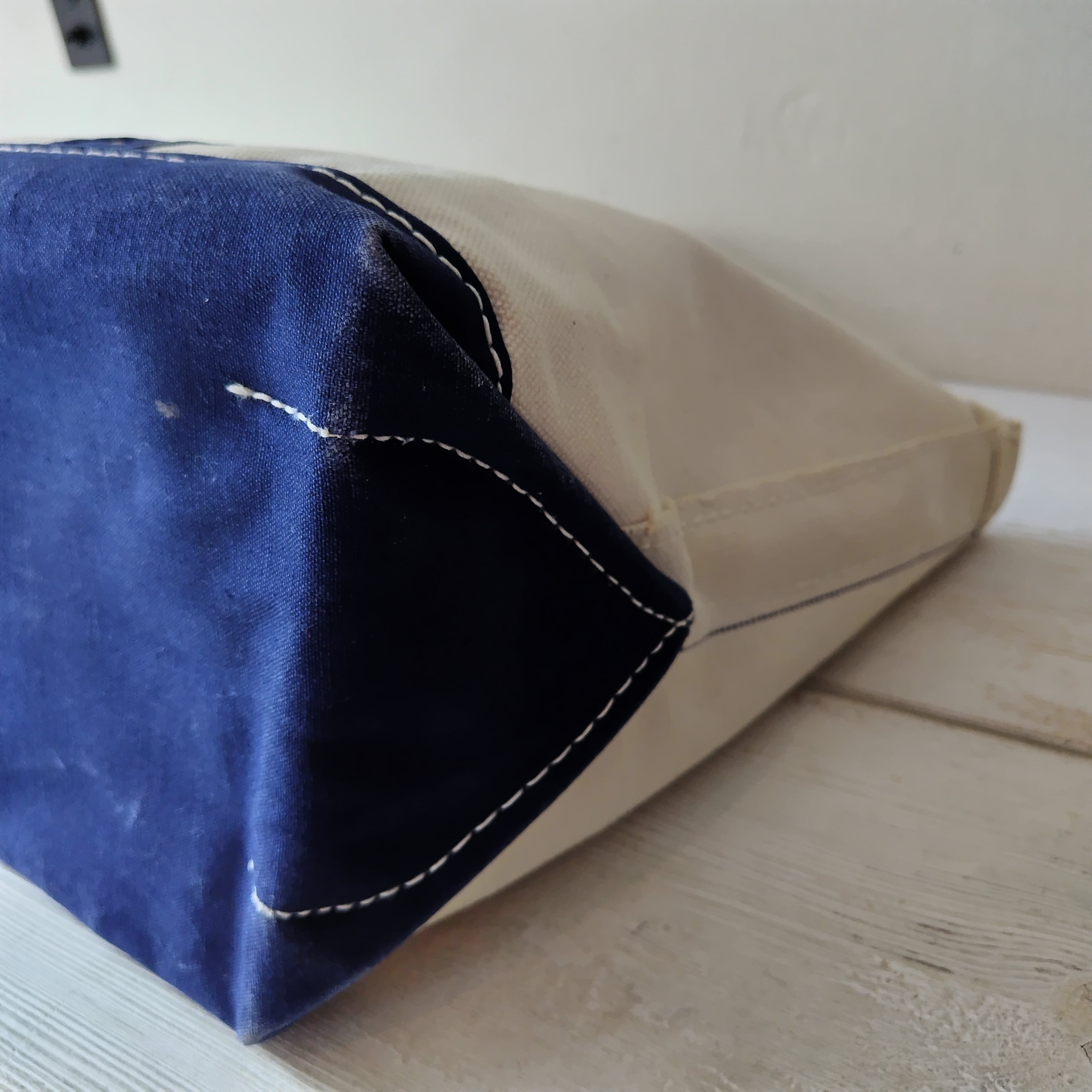 希少 70s サイドタグ L.L.Bean トートバッグ ネイビーハンドル Mサイズ