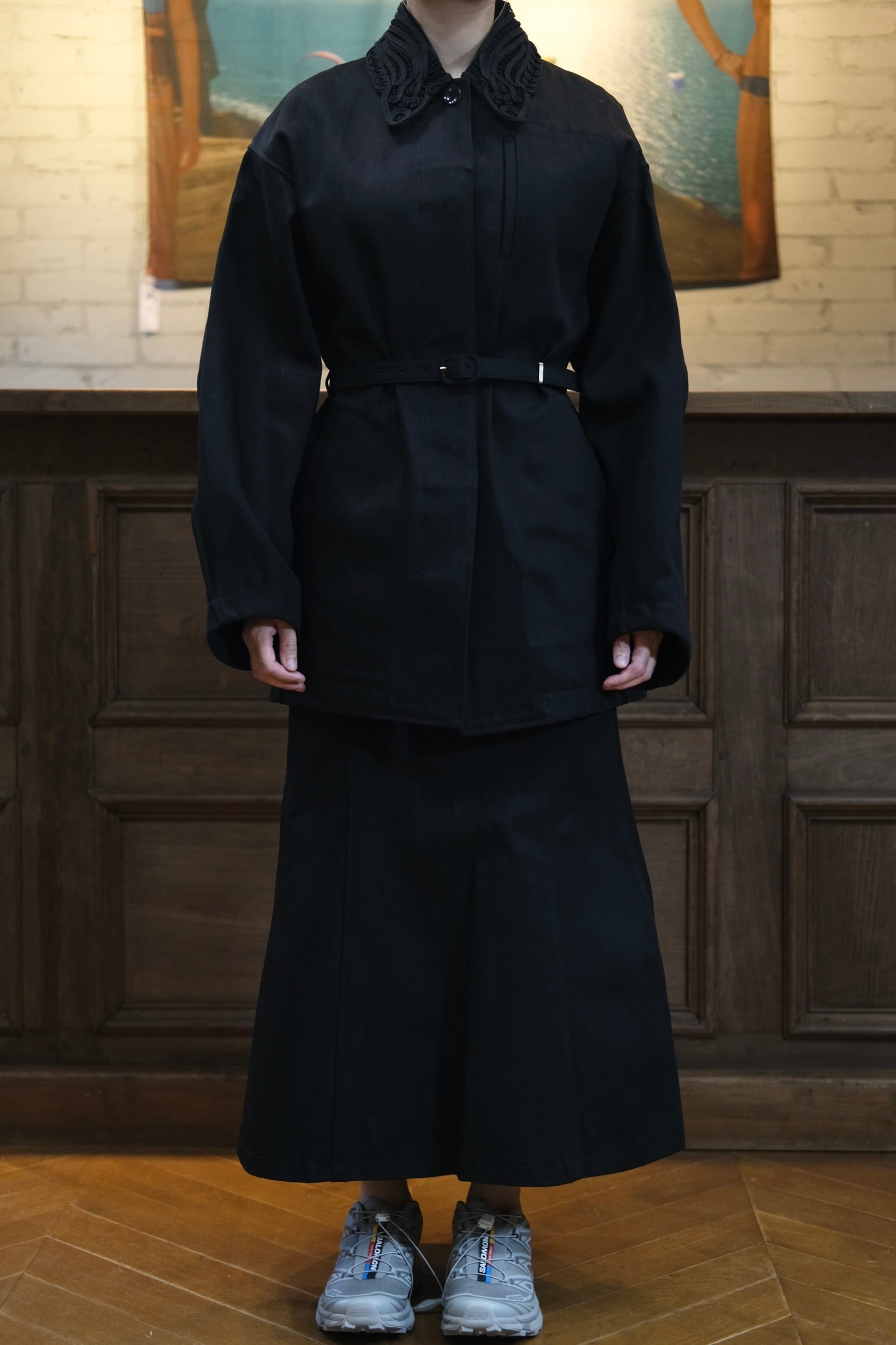 Mame Kurogouchi】Cord Embroidery Detail Denim Jacket - black - | loop