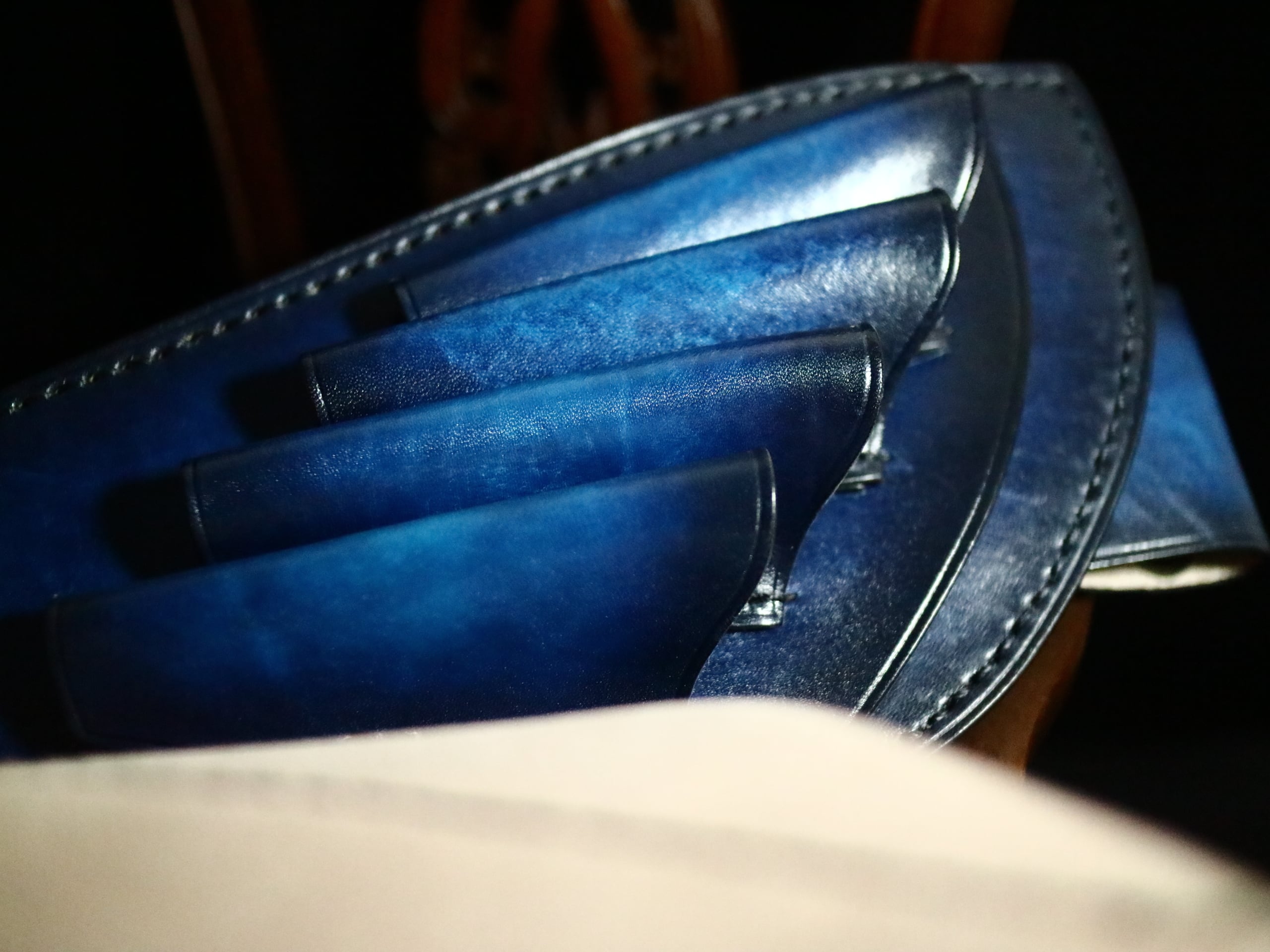本革高級シザーケース【手染め ブルーアンティーク】 | Haruleather