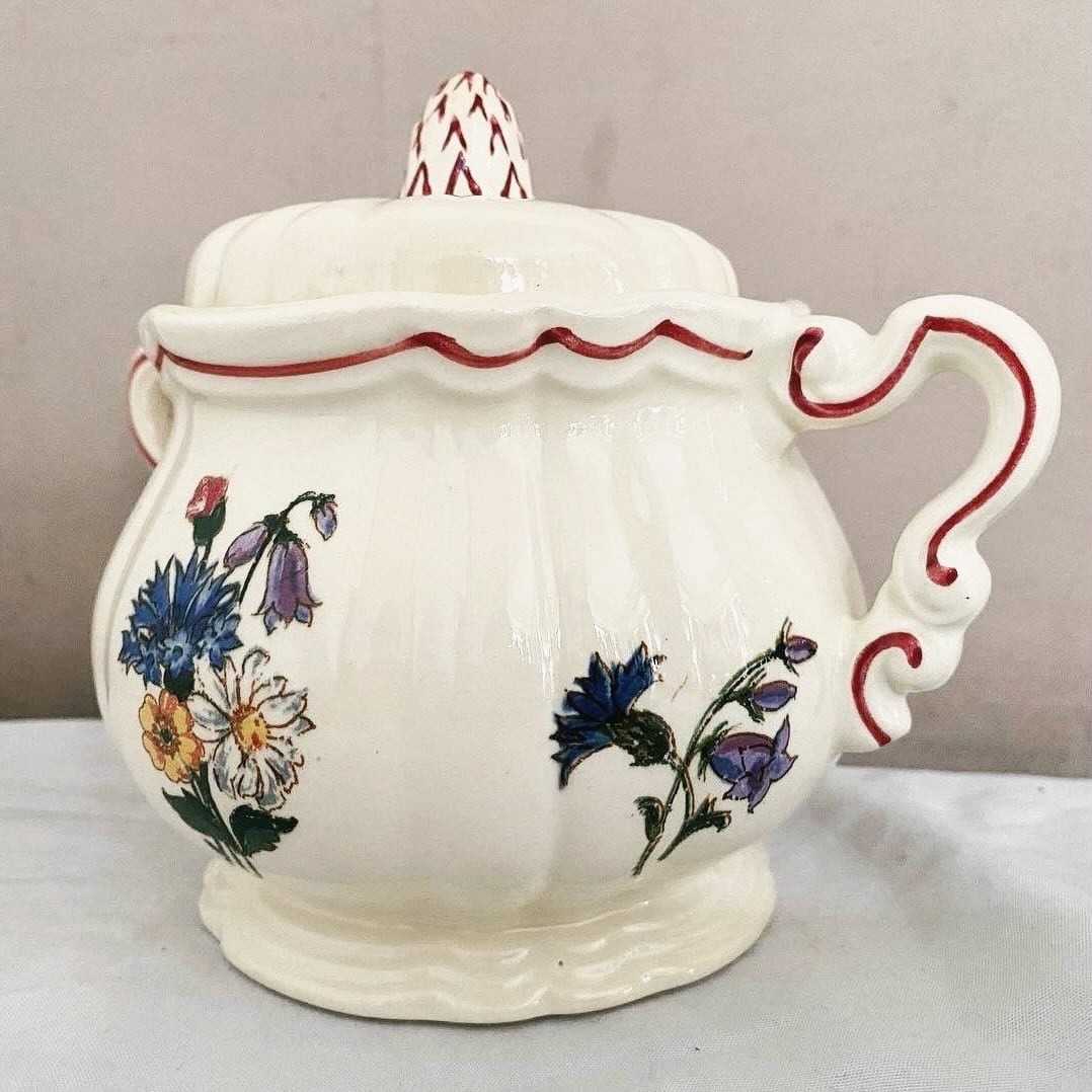 フランス アンティーク サルグミンヌ バスク柄のシュガーポット