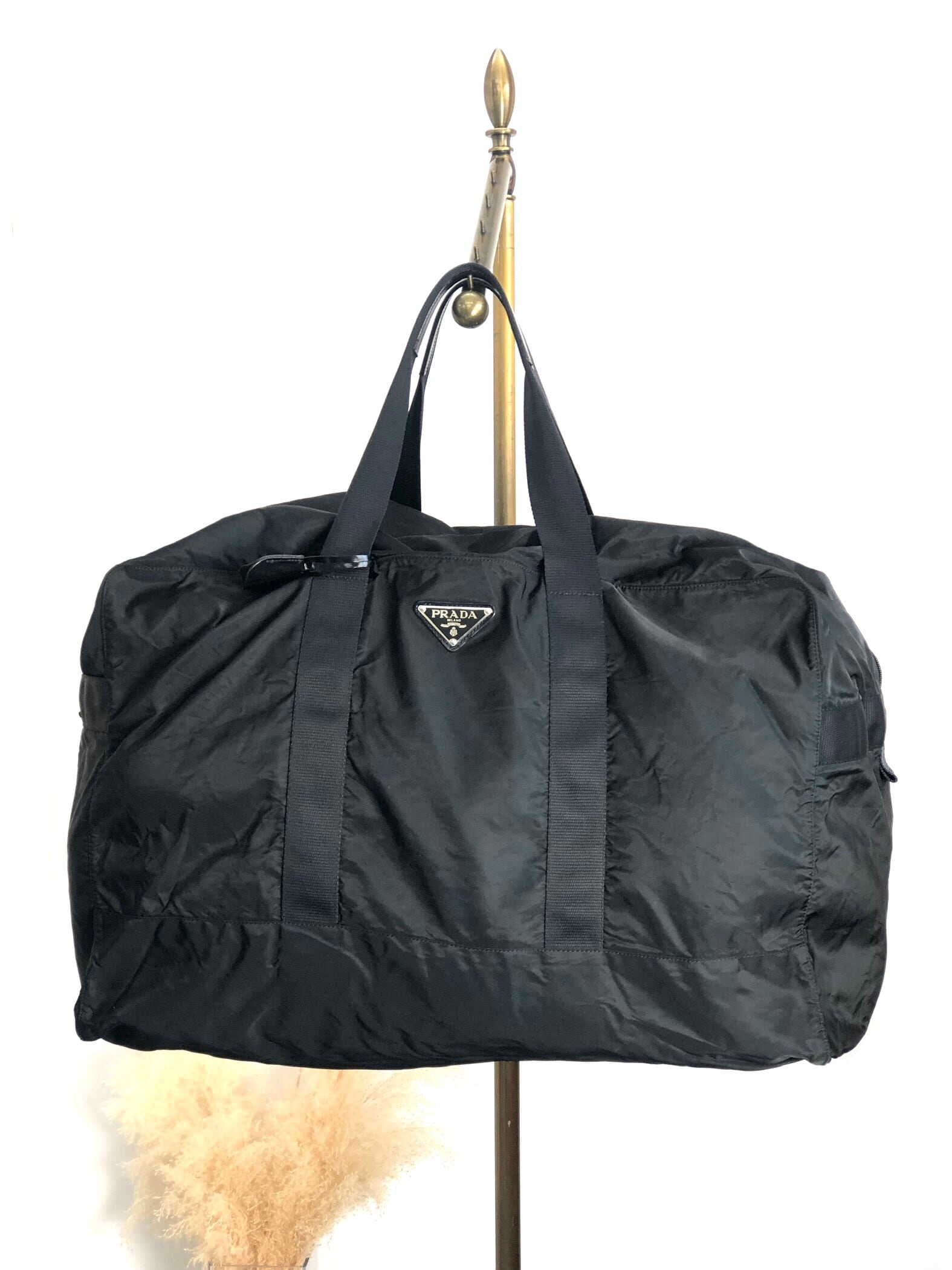 PRADA プラダ ボストンバッグ ブラック トライアングルロゴ ナイロン