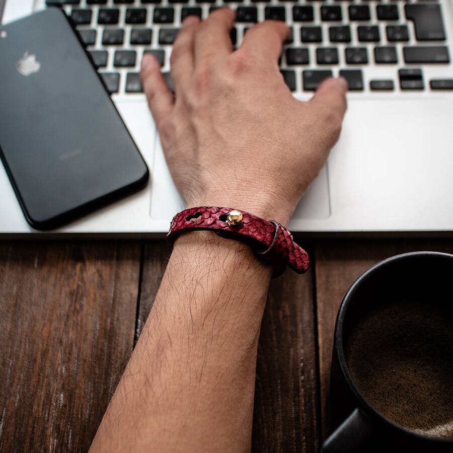 本パイソン革ブレスレット Python Leather Bracelet | crambox creating