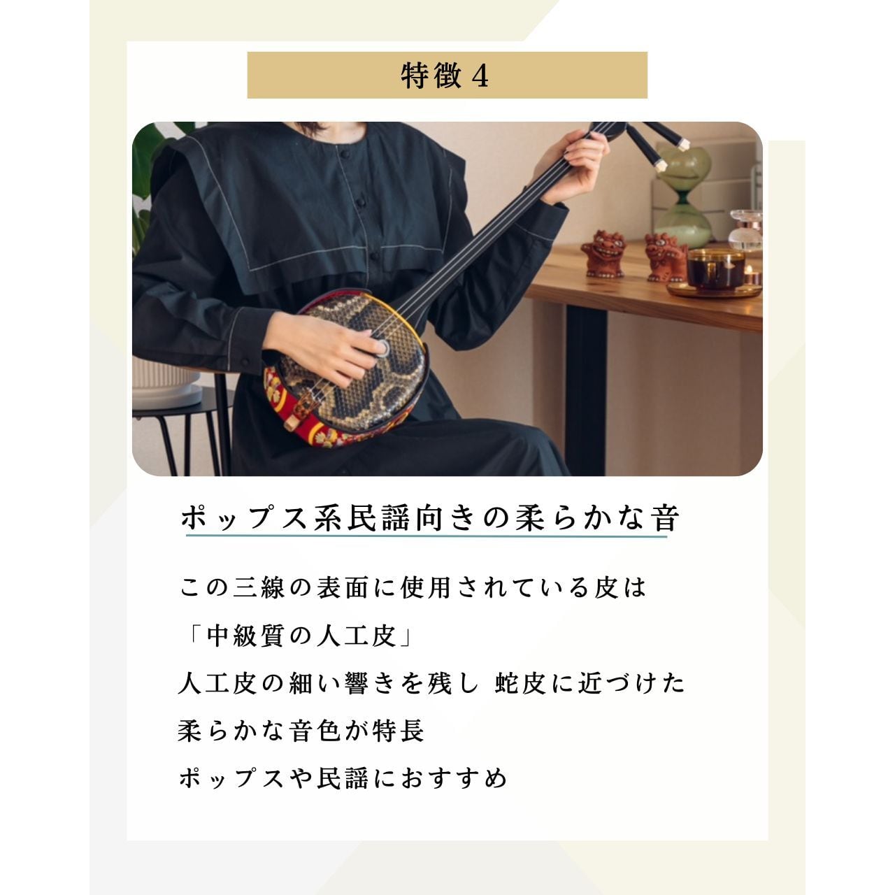 沖縄三味線 蛇皮一枚張り三線(裏面人工皮タイプ) 13点セット 宮古木