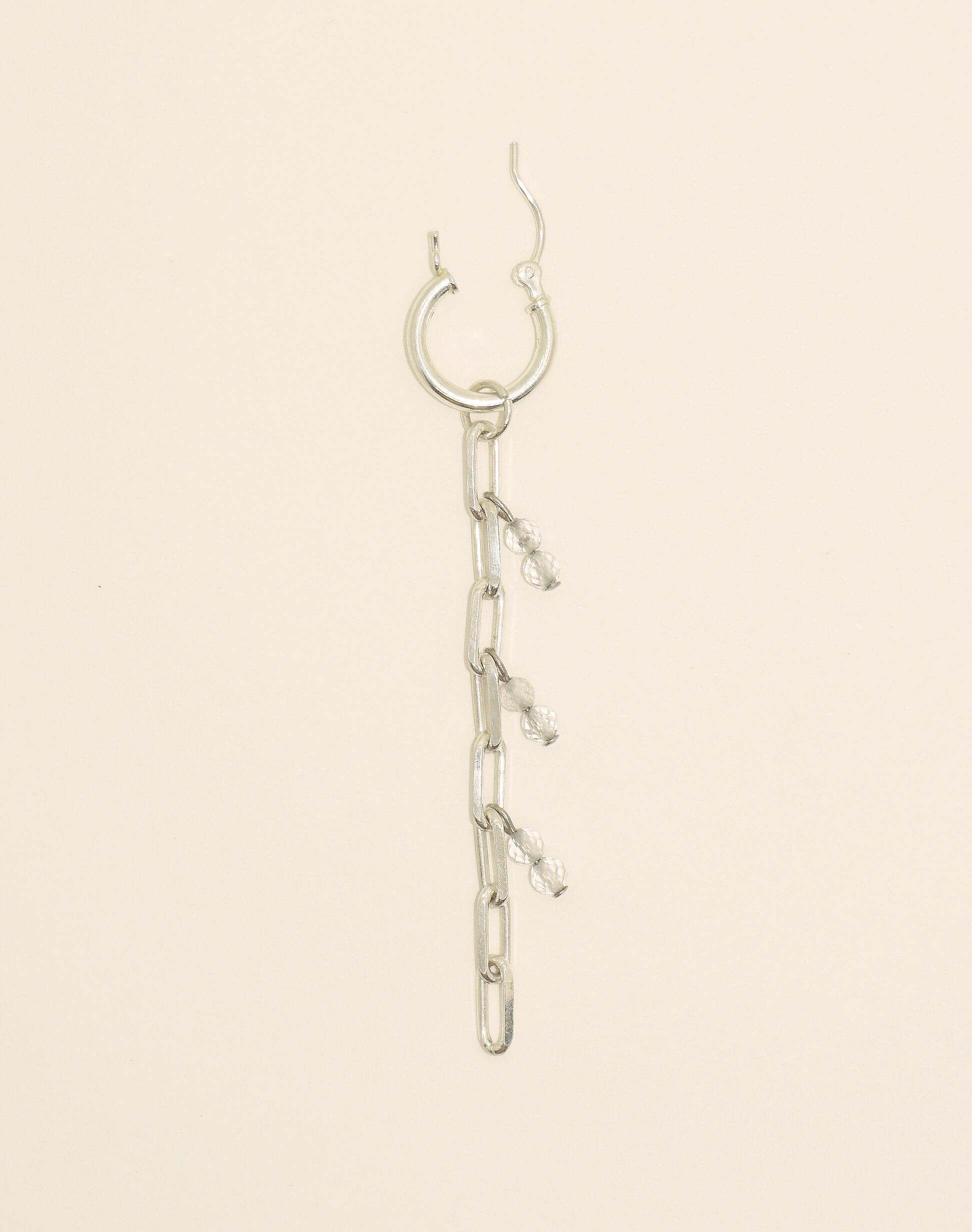 シルバーチェーンM クリアツブ フープピアス SV925 (両耳用) | TSUBUZ