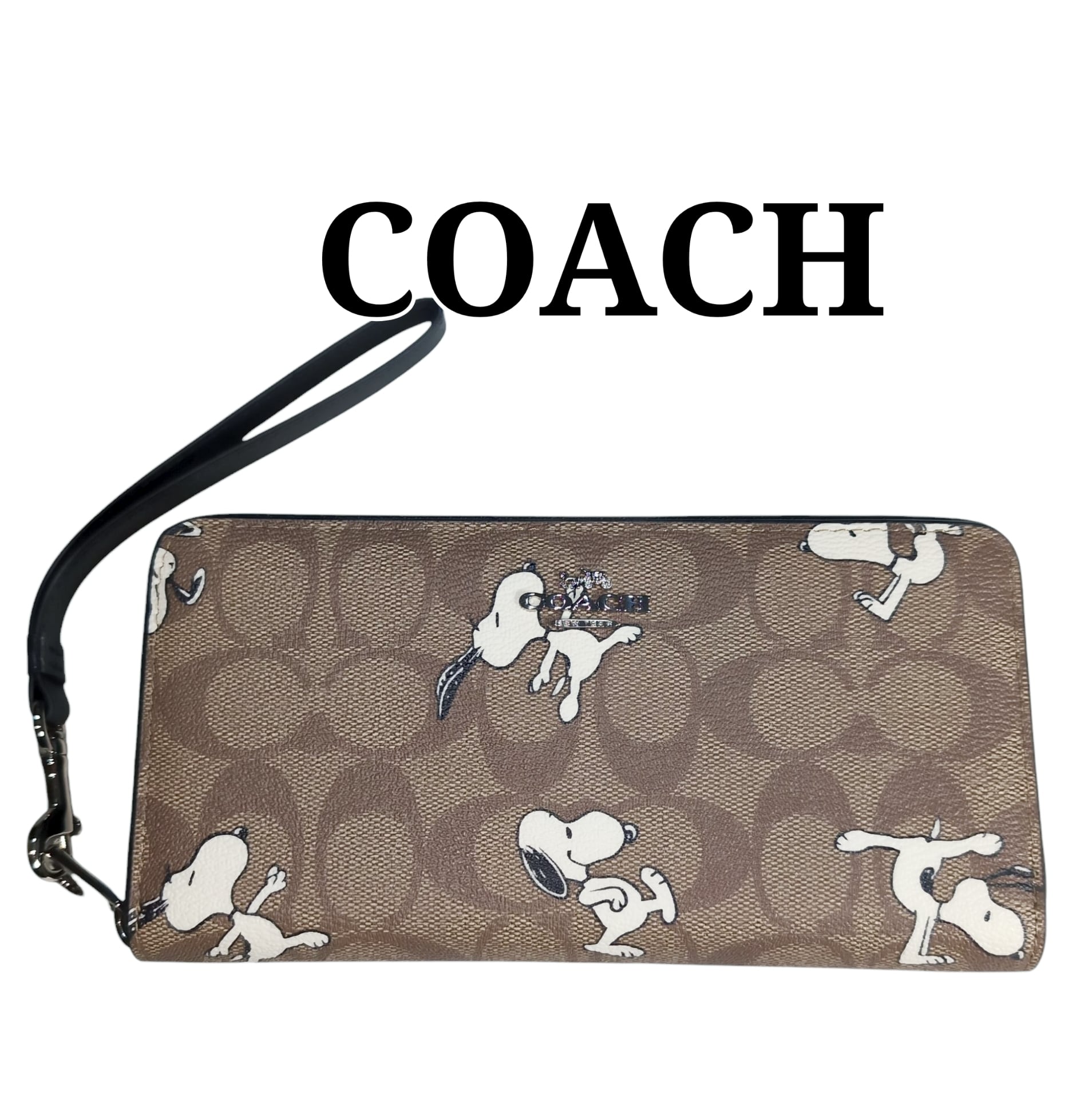 COACHコーチ ラウンドファスナー長財布 ピーナッツコラボ スヌーピー