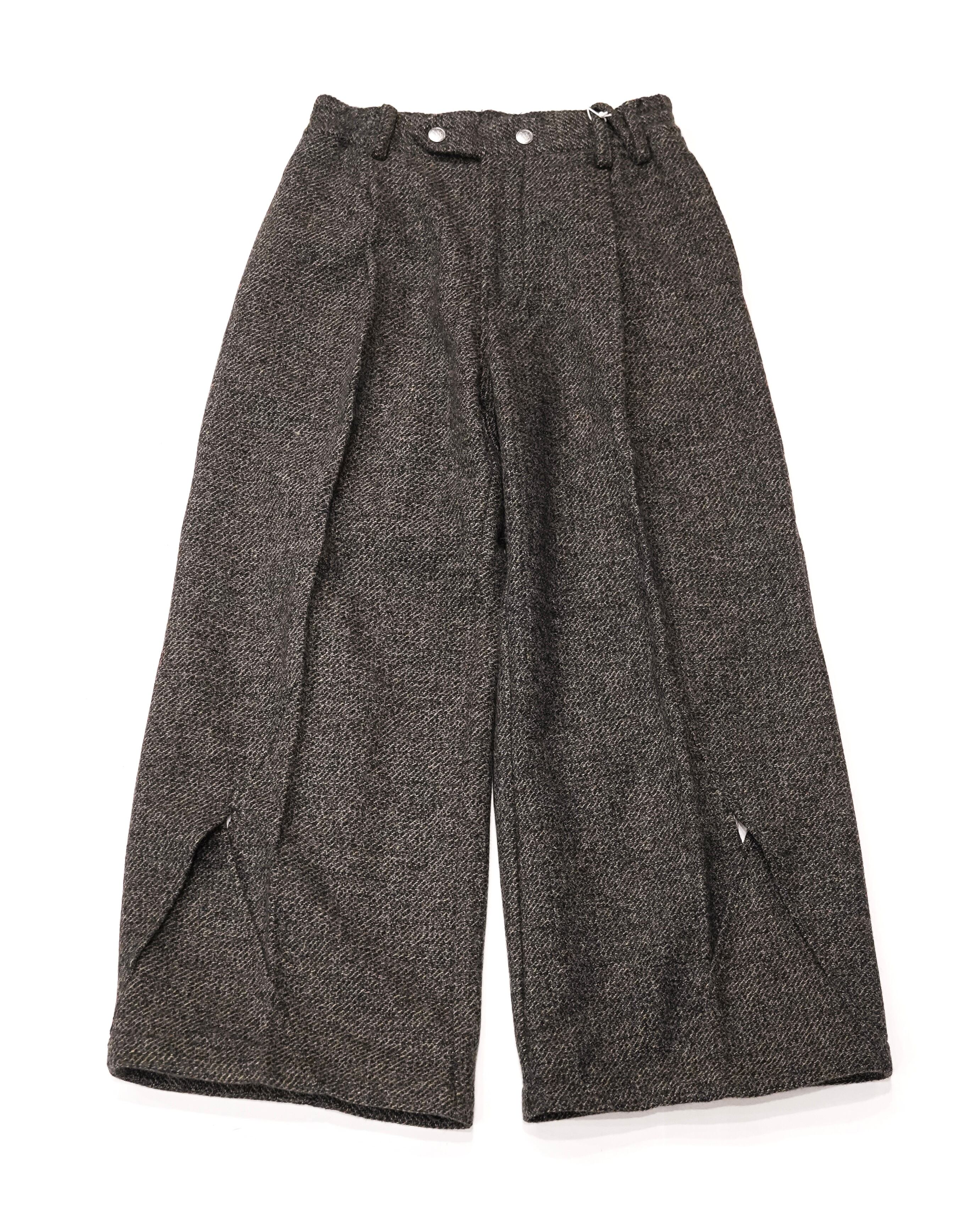 NULLUS AW25 WOOLEN INTERTWINED STRUCTURE TAILORED WIDE TROUSERS