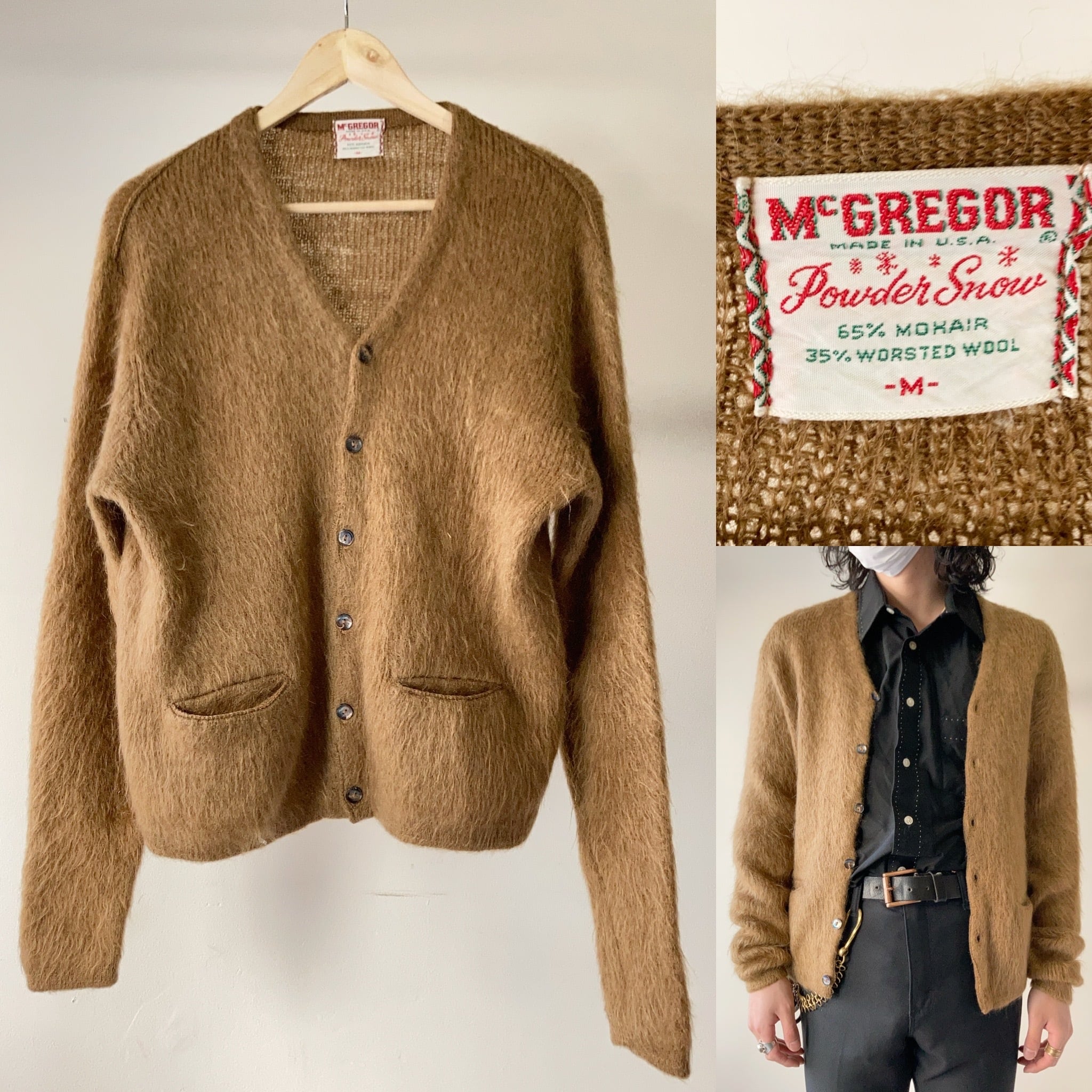 1960's McGREGOR 65% MOHAIR CARDIGAN ロングヘア マスタード SIZE M