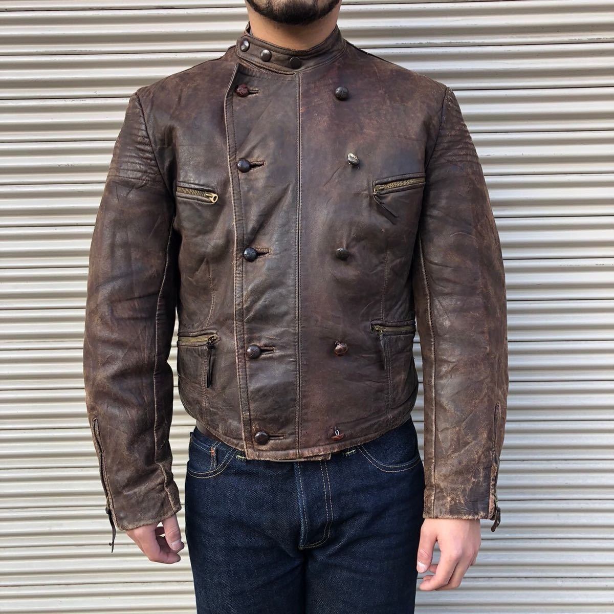 超貴重 30s German Vintage ドイツ ヴィンテージ ダブル レザー